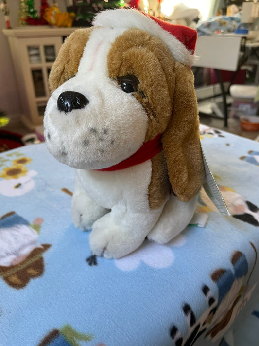 Petal Plush Christmas Holiday Puppy Dog Santa Claus 1993 Stuffed Animal Toy NWT