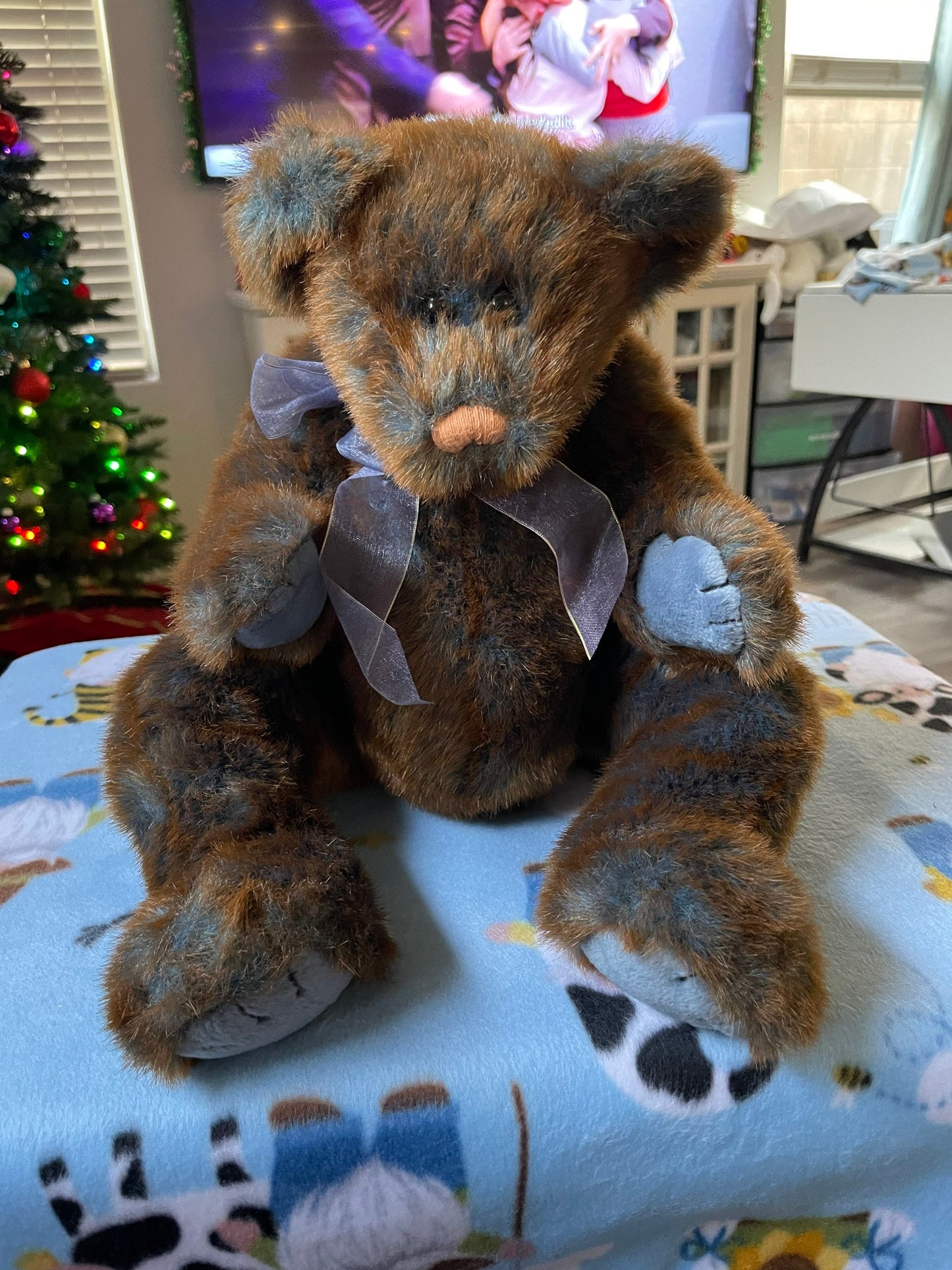 Ty Beanie Babies Ty Classic 15” BRODERICK Blue and Brown Teddy Bear