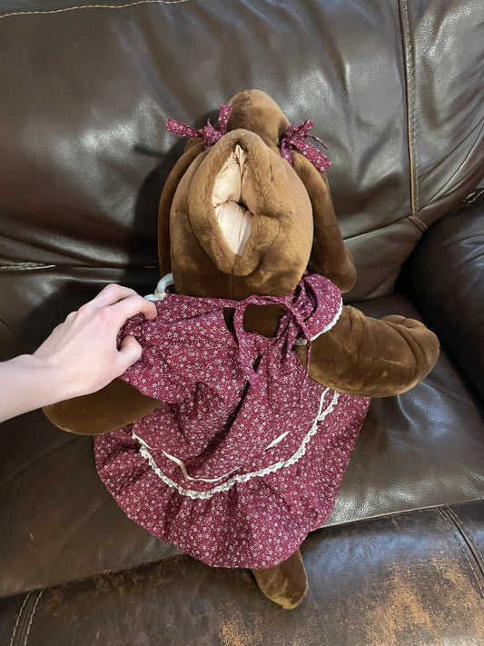 1981 Vintage Wrinkles Dog Hand Puppet Plush Girl Dog #1791990 26” Tall Stuffed Animal