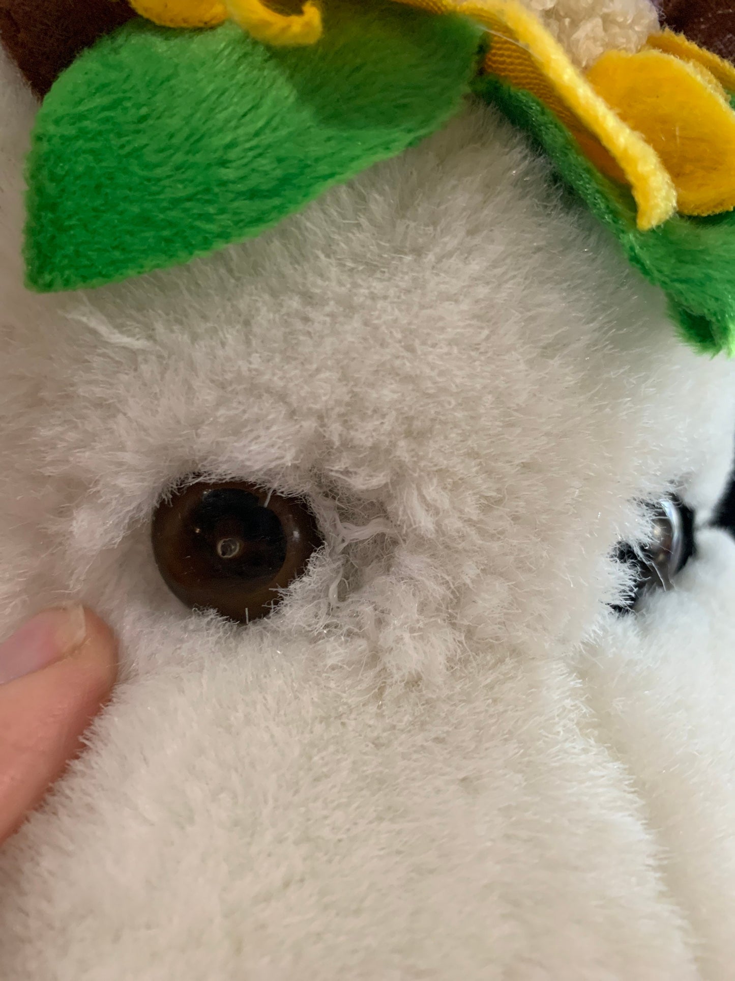 Restored Vintage Cow Plush Toy, Sunflower Crown