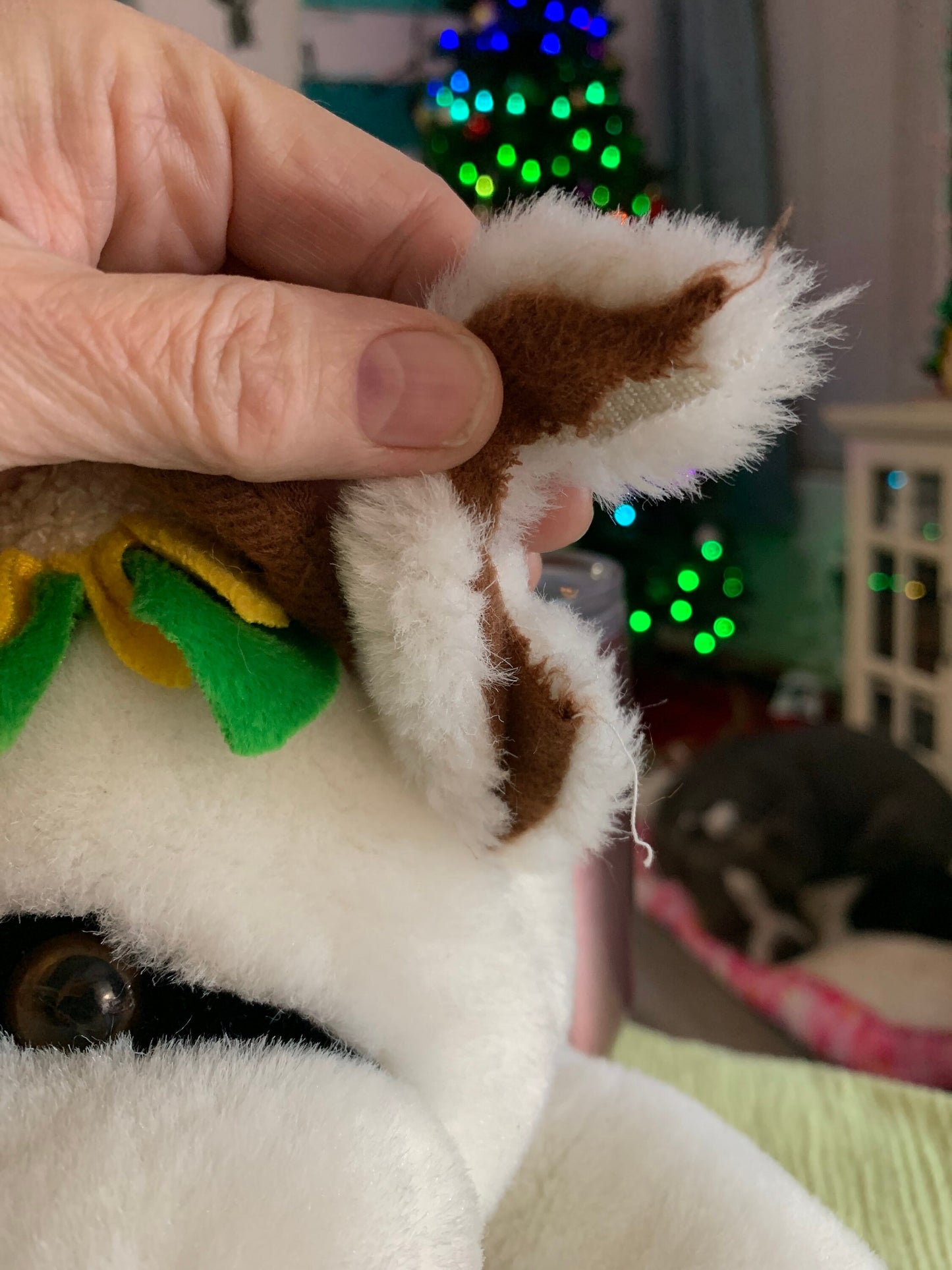 Restored Vintage Cow Plush Toy, Sunflower Crown