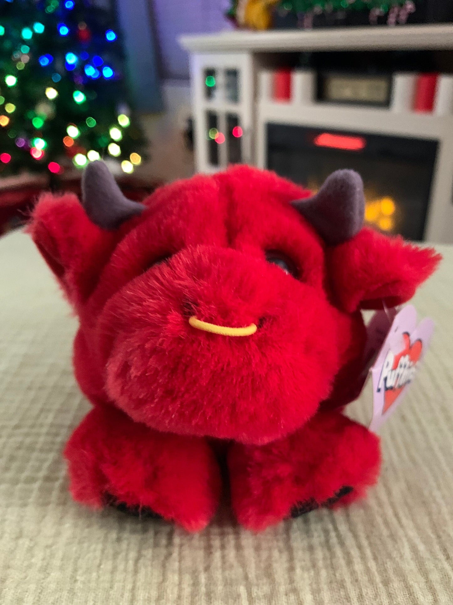 Vintage 1998 Red Puffkins Bruno the Bull Plush. Some damage to tag.