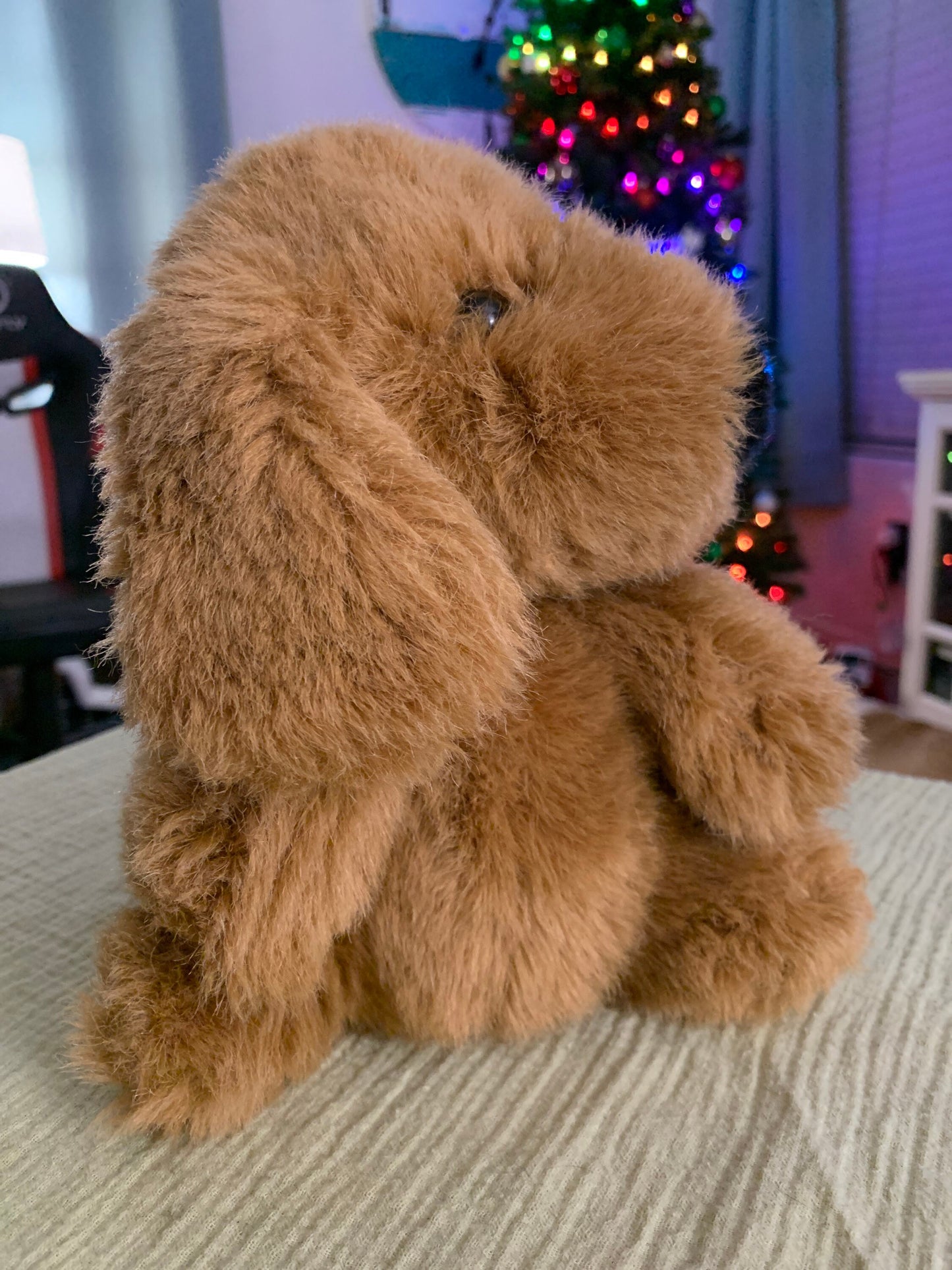 Vintage Brown Sitting Dog Plush 8” No tush tag.