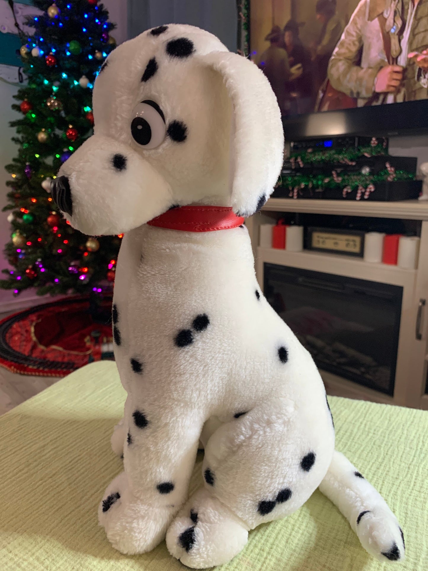 Vintage Dalmatian Plush With Red Collar. Disney 101 Dalmatians Style