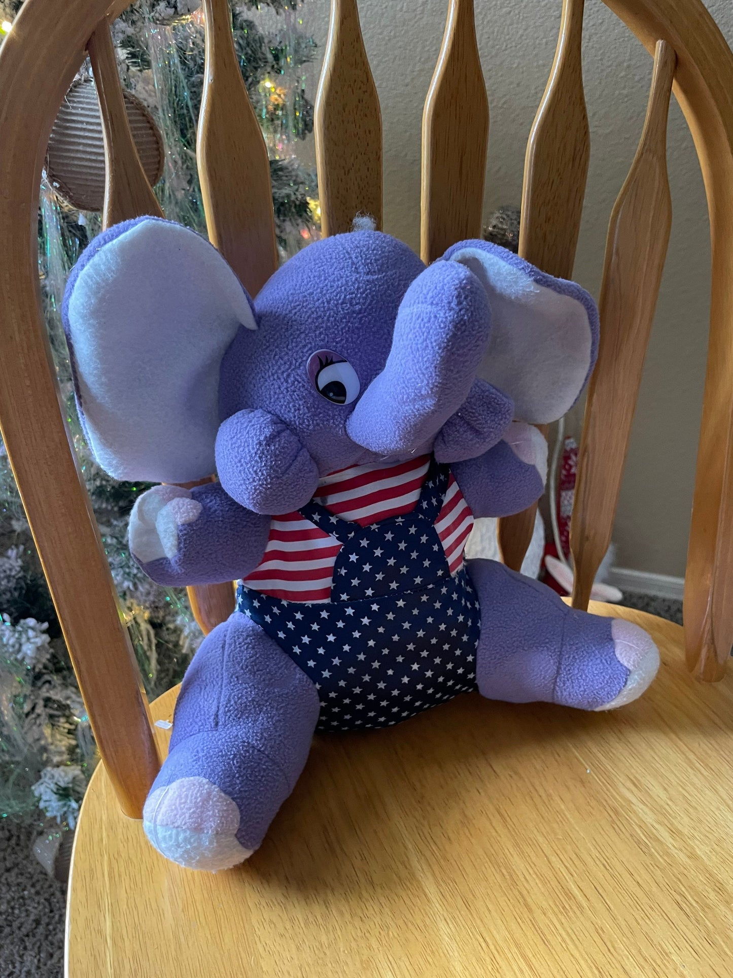 Vintage King Plush Purple Patriotic Elephant Stuffed Animal
