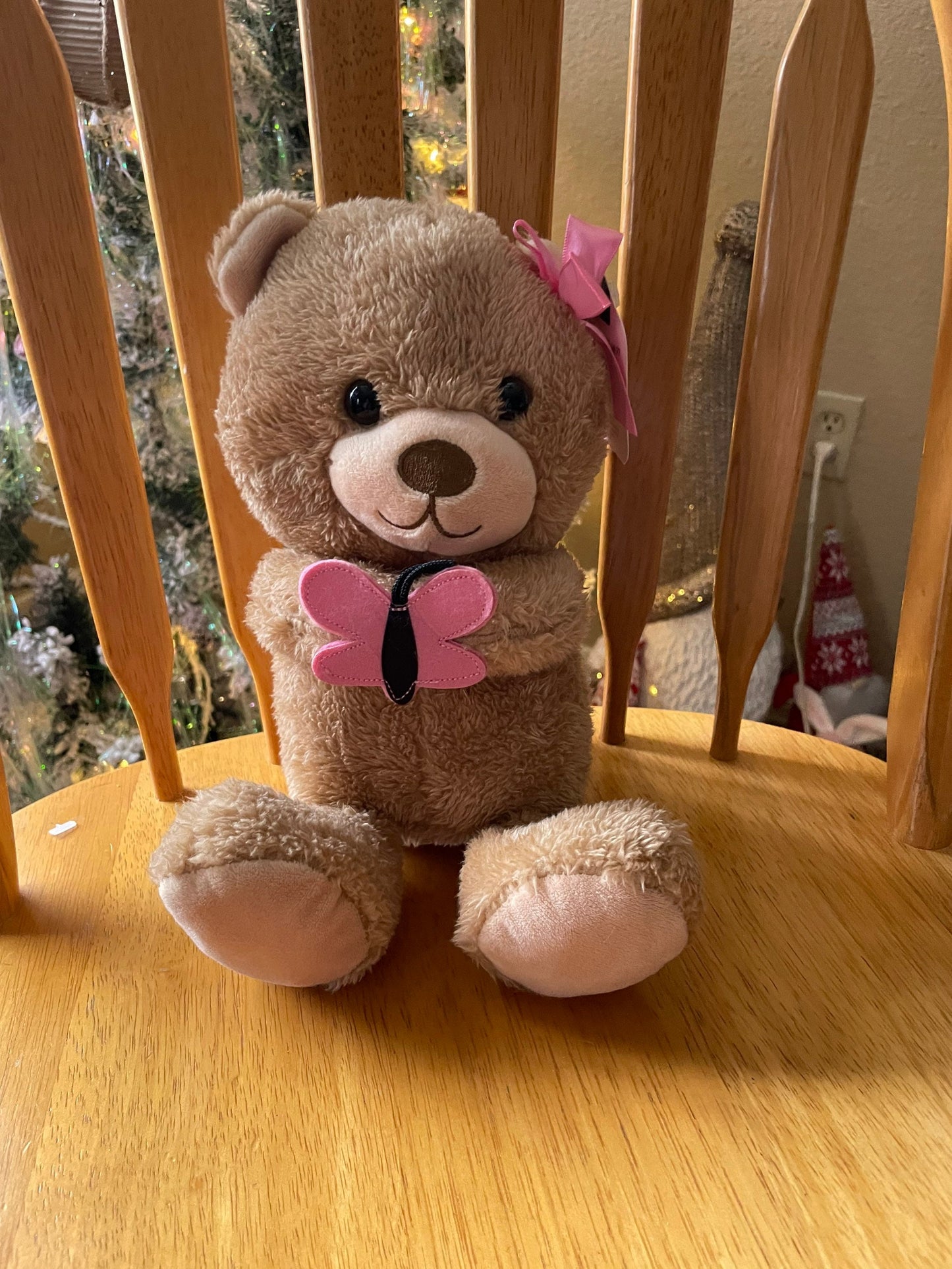 Hallmark Bear Brown Teddy Bear with Pink Butterfly Plush NWT