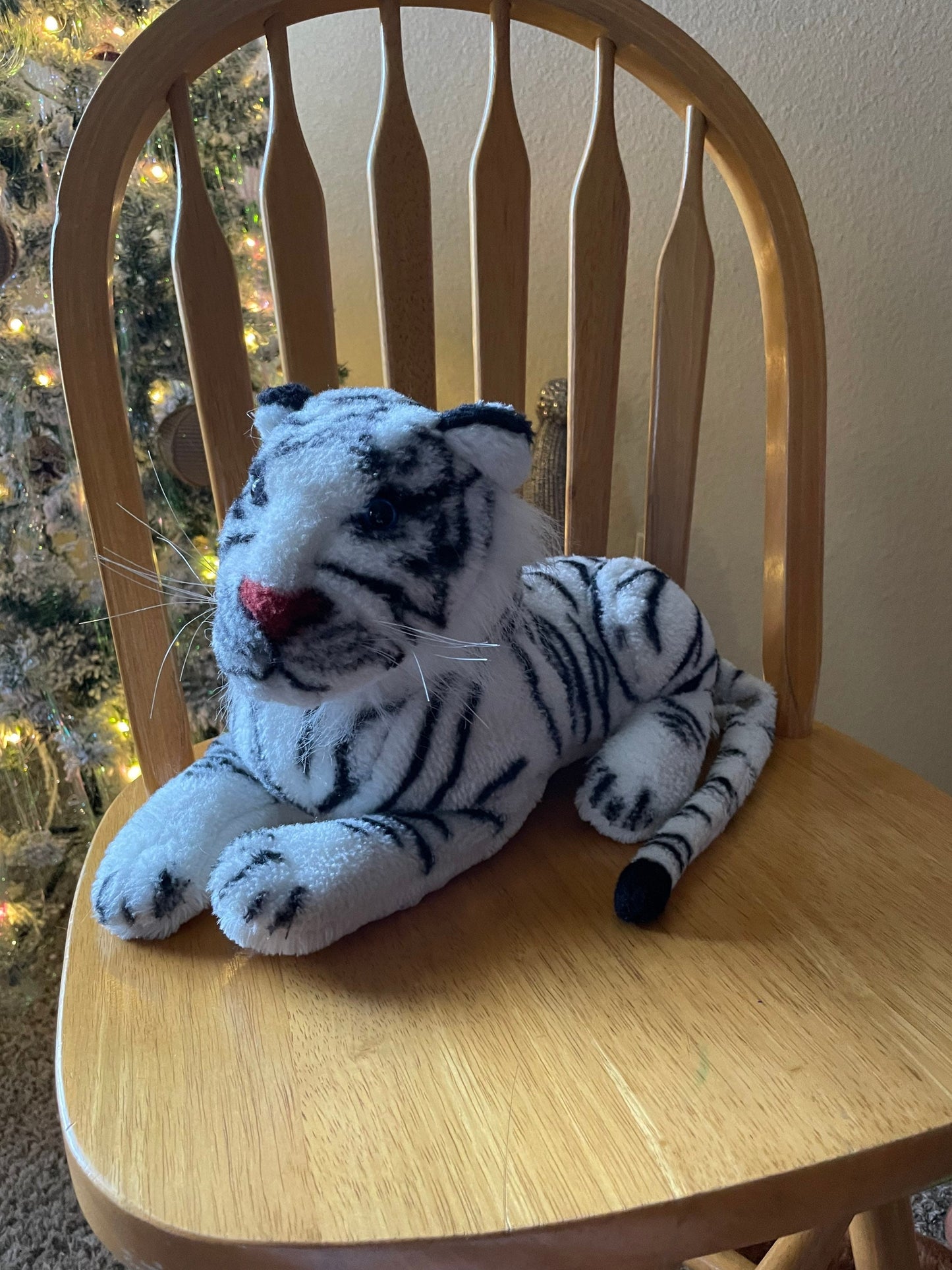 Laying Hard Stuffed White Tiger Plush