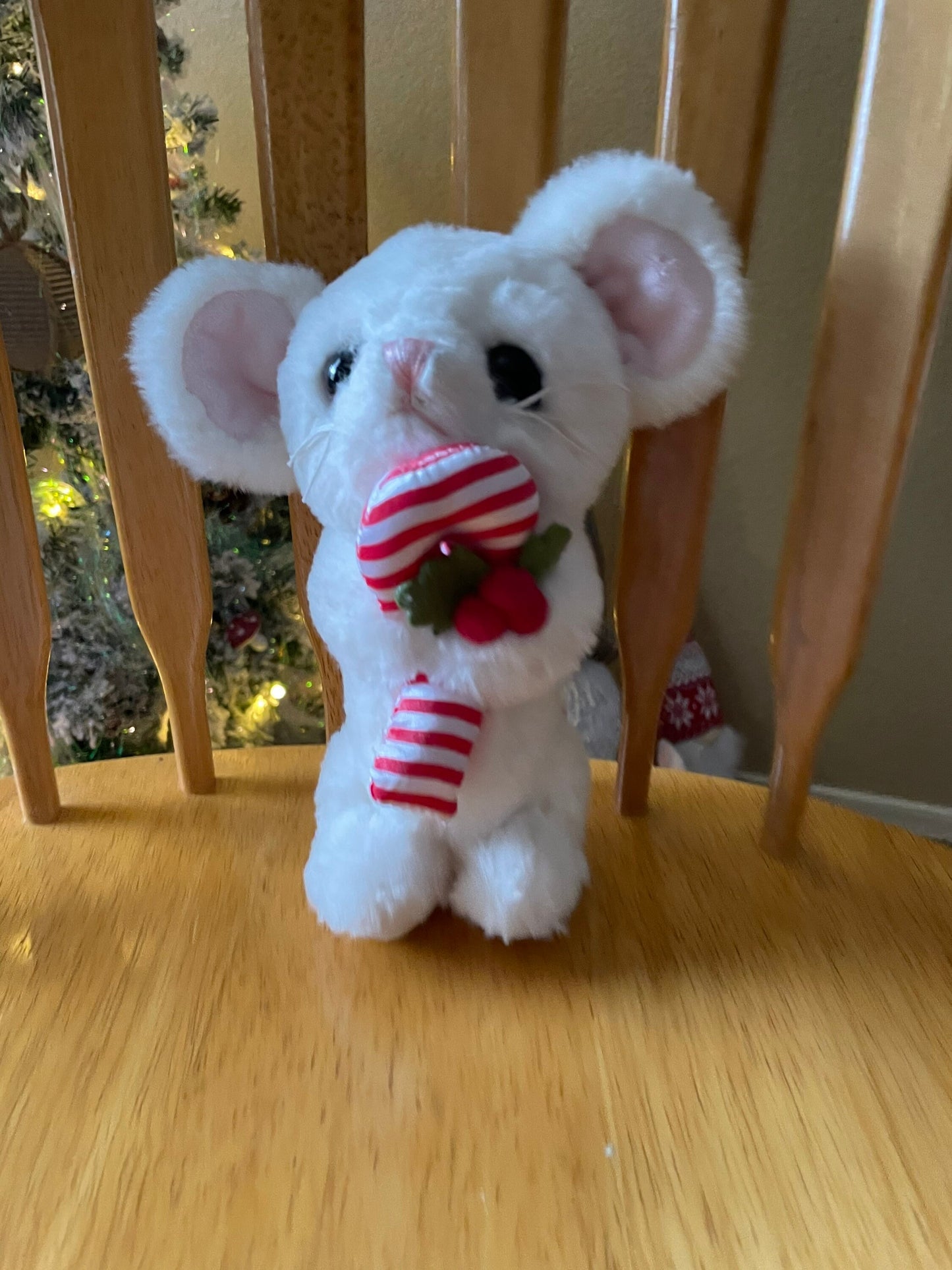 Bearington Bear 8” Plush Mouse Holding a Candy Cane