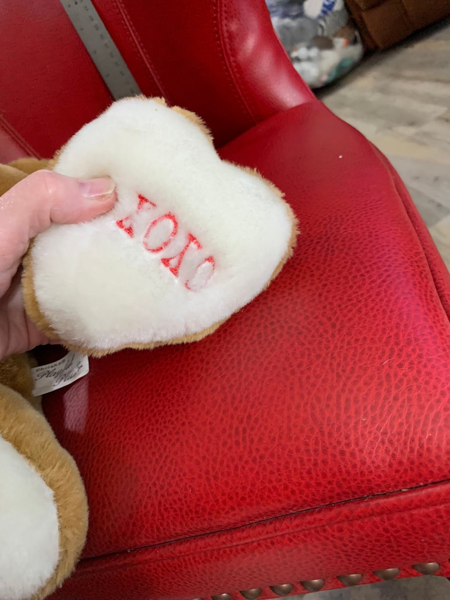 Vintage Chrisha Playful Plush Valentines Lion Plush. Pose-able legs. Rare
