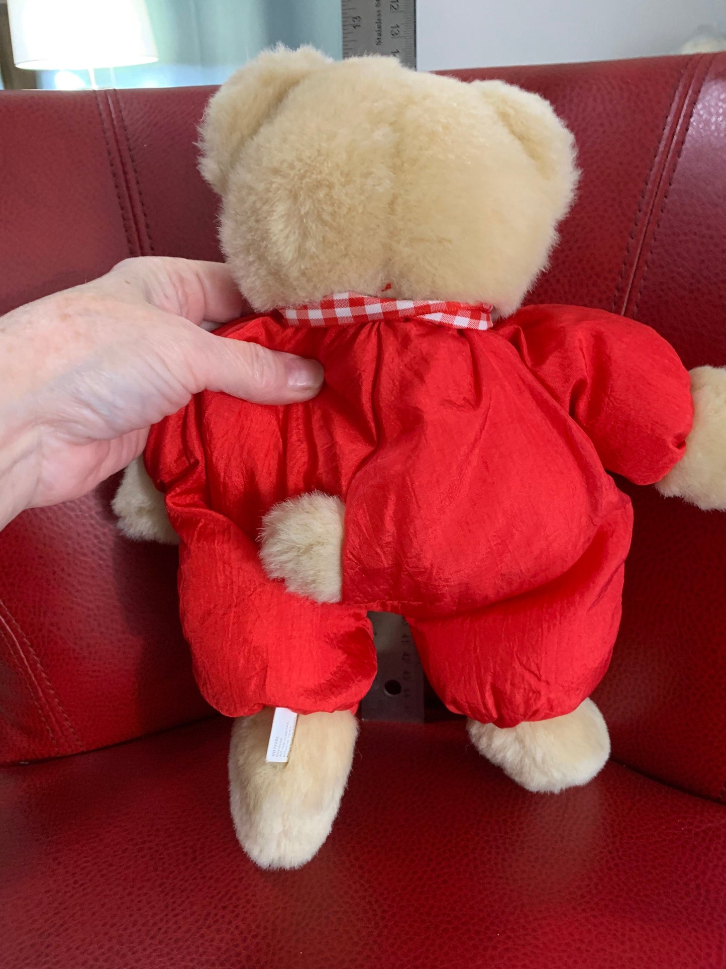 Vintage Hallmark Plush Teddy Bear, Brown, Red Nylon Torso