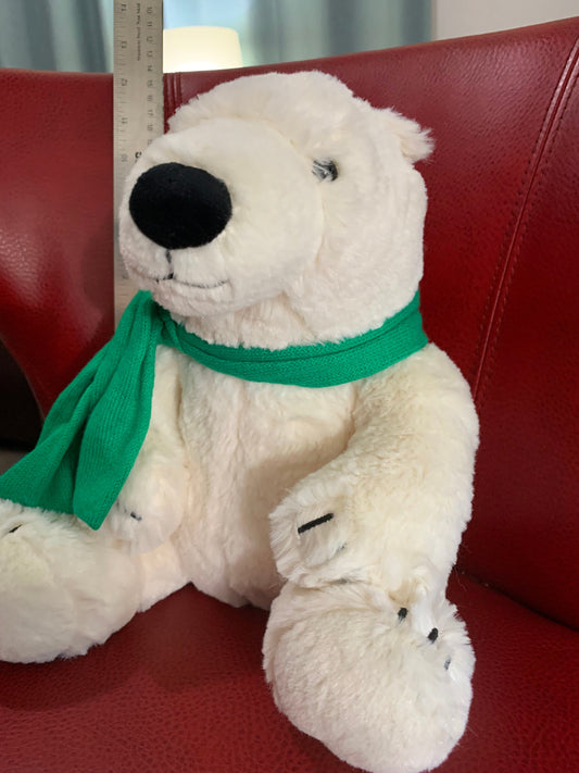Bath & Body Works Snowball Polar Bear Plush, Green Scarf