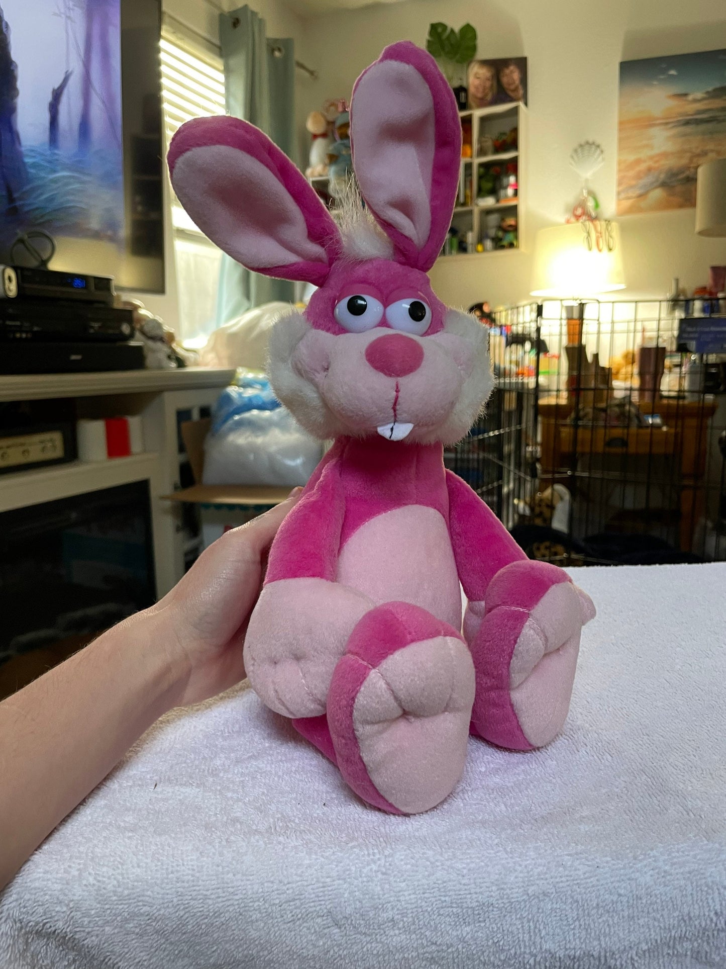 hug & luv pink bunny plush vintage