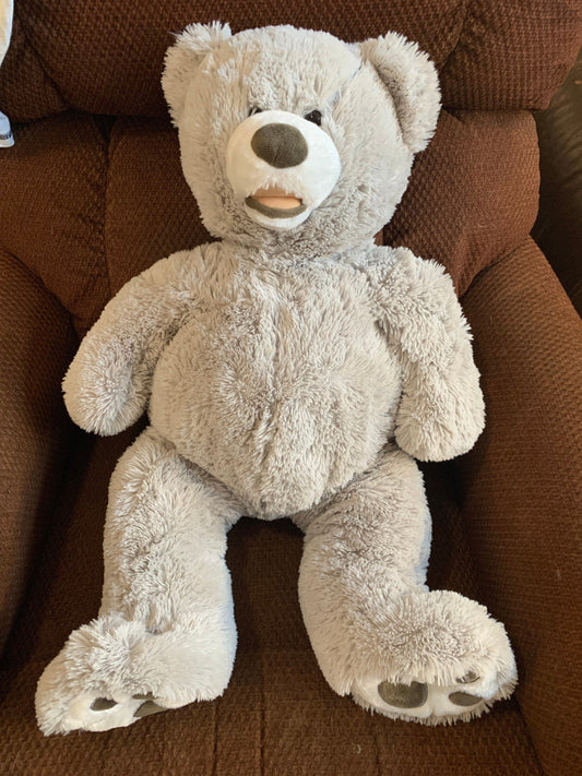 Hugfun Large Gray Teddy Bear Plush, Open Mouth (25")