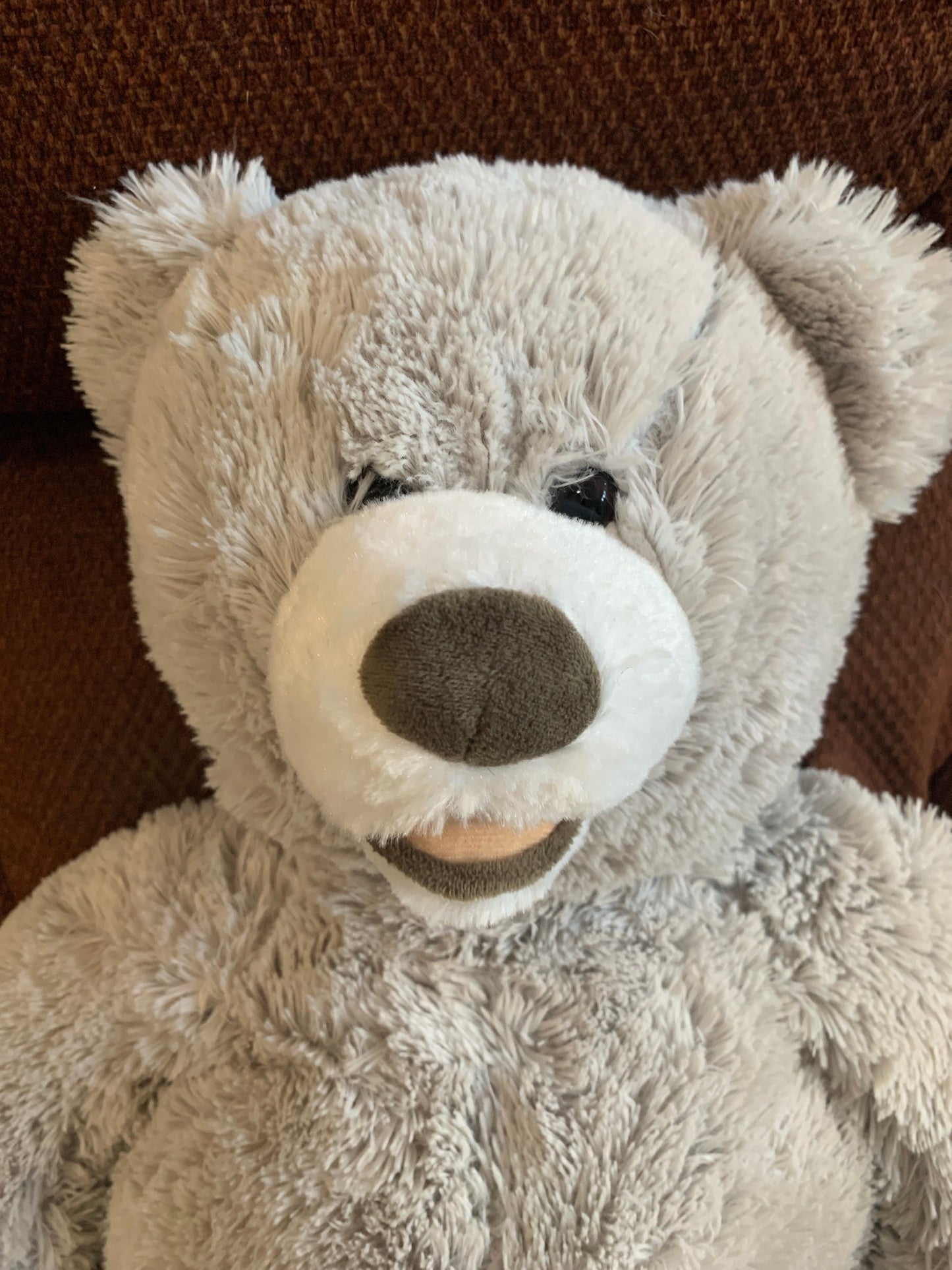 Hugfun Large Gray Teddy Bear Plush, Open Mouth (25")