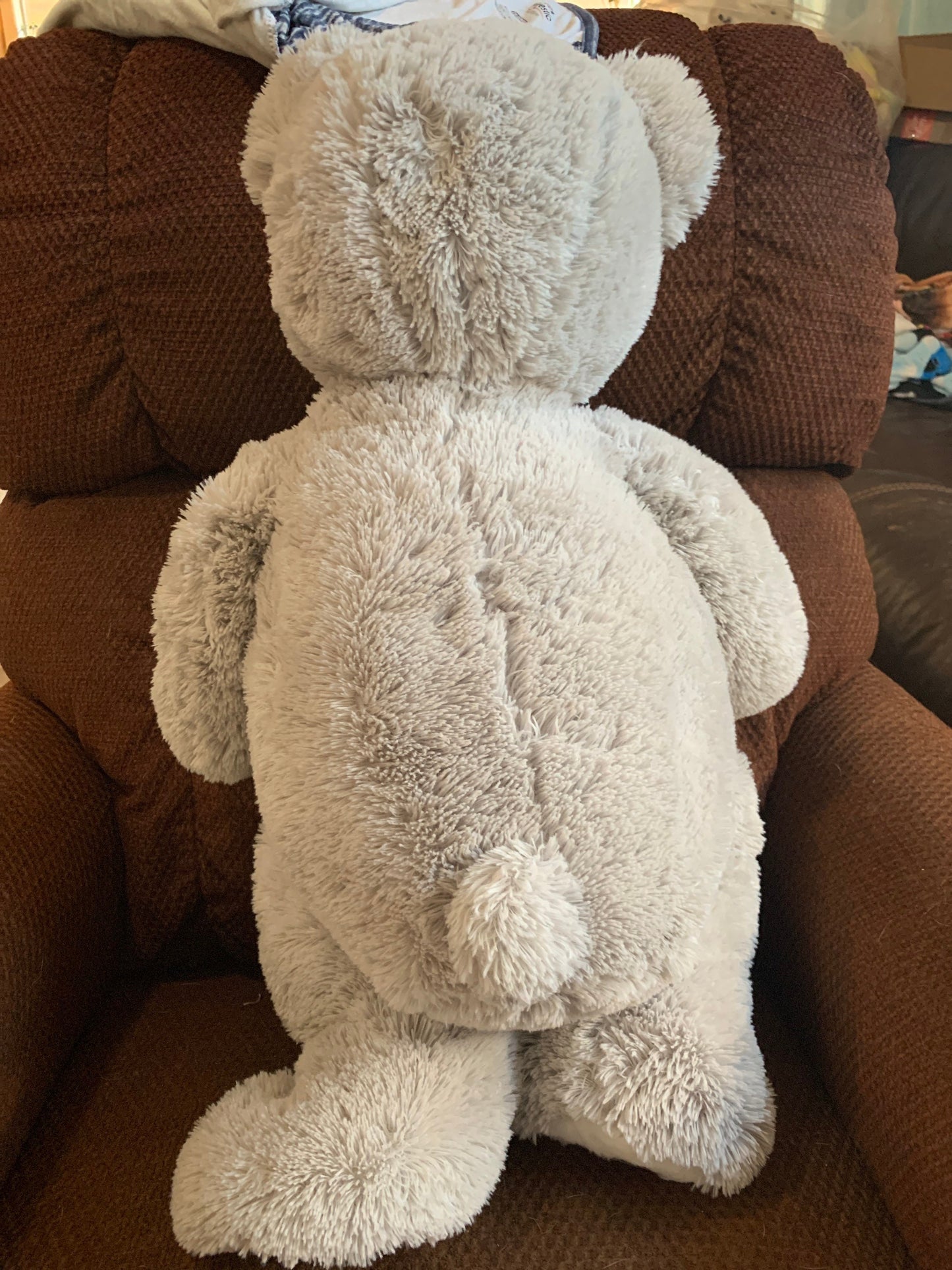 Hugfun Large Gray Teddy Bear Plush, Open Mouth (25")