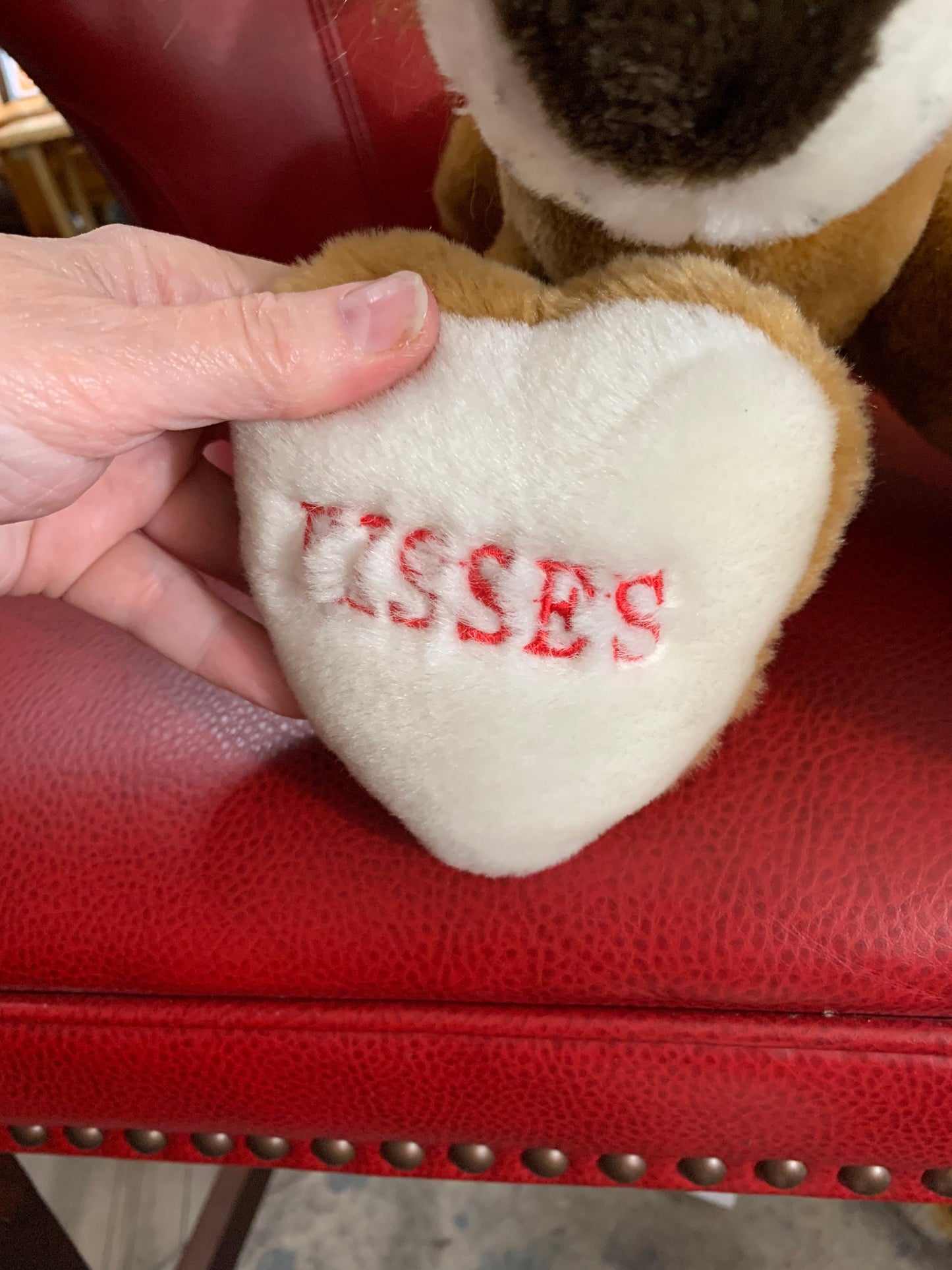 Vintage Chrisha Playful Plush Valentines Lion Plush. Pose-able legs. Rare