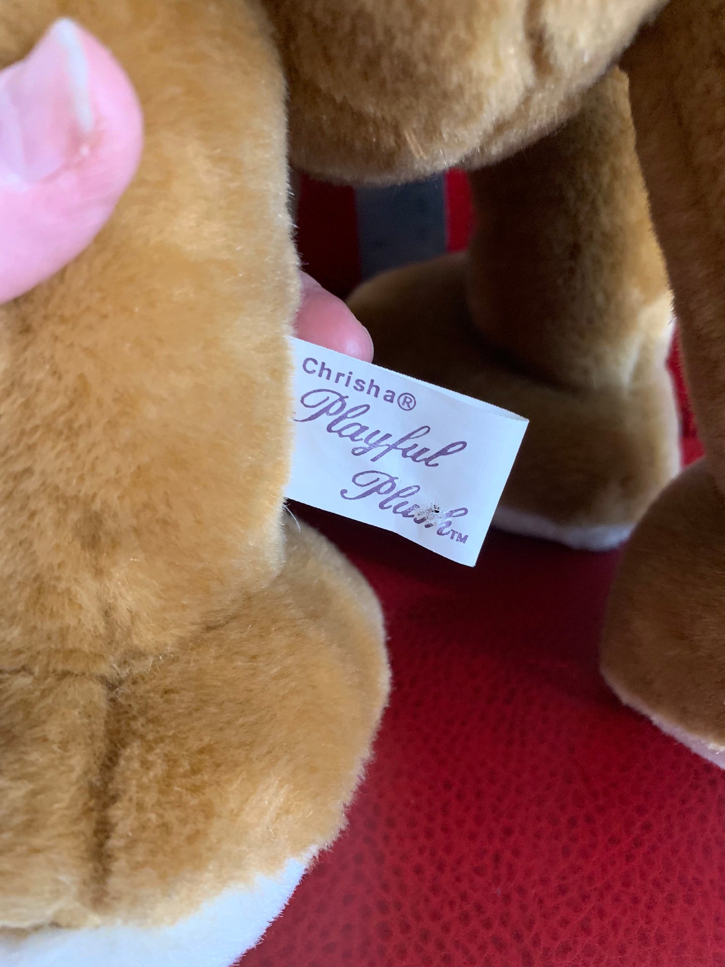 Vintage Chrisha Playful Plush Valentines Lion Plush. Pose-able legs. Rare
