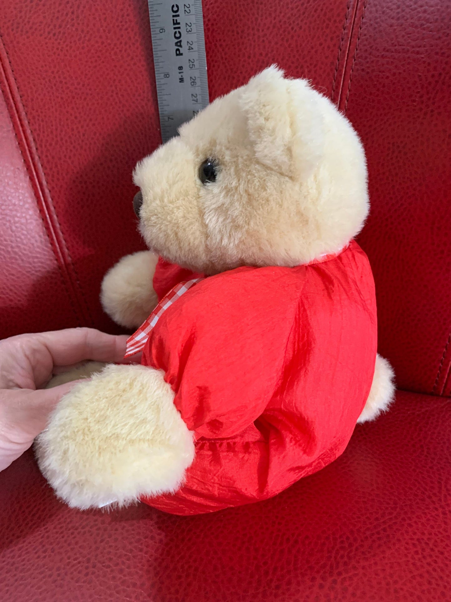 Vintage Hallmark Plush Teddy Bear, Brown, Red Nylon Torso