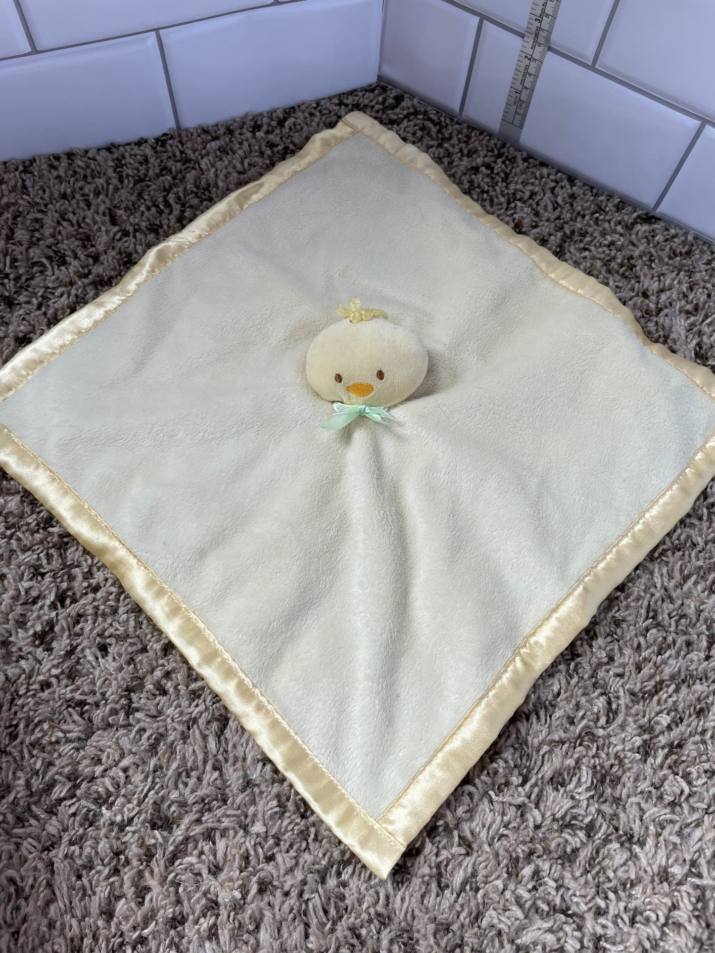 Baby Essentials Yellow Duck Rattle Baby Plush Security Blanket