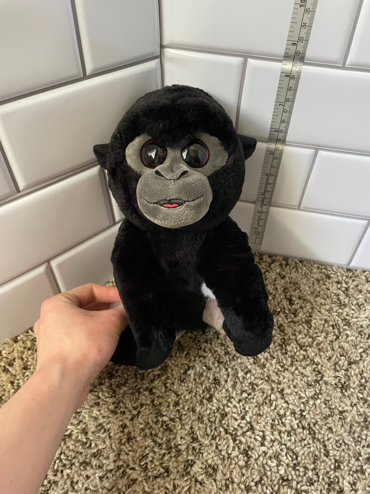 Ty Bo Silverback Gorilla Plush, Black and Gray