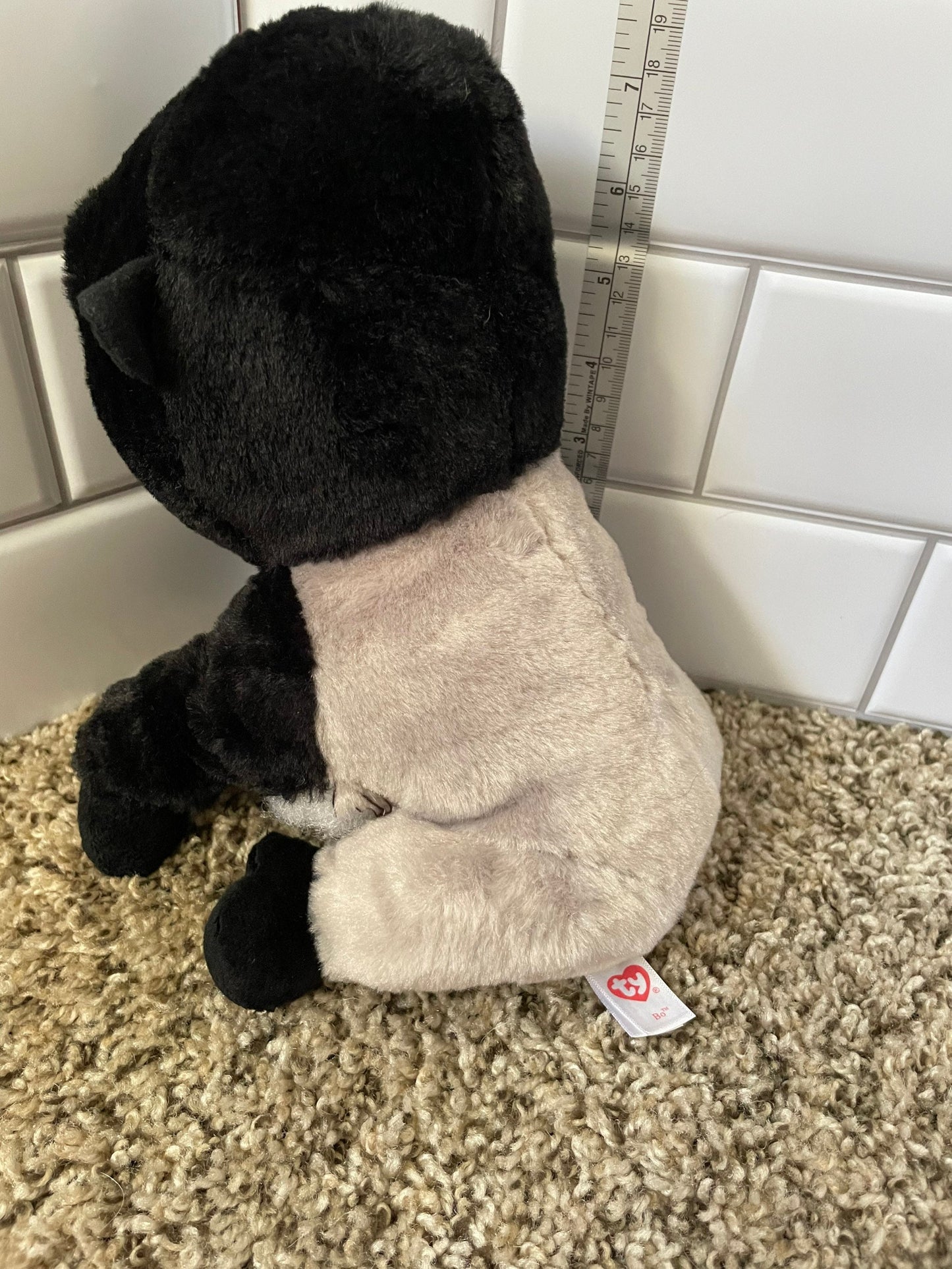 Ty Bo Silverback Gorilla Plush, Black and Gray
