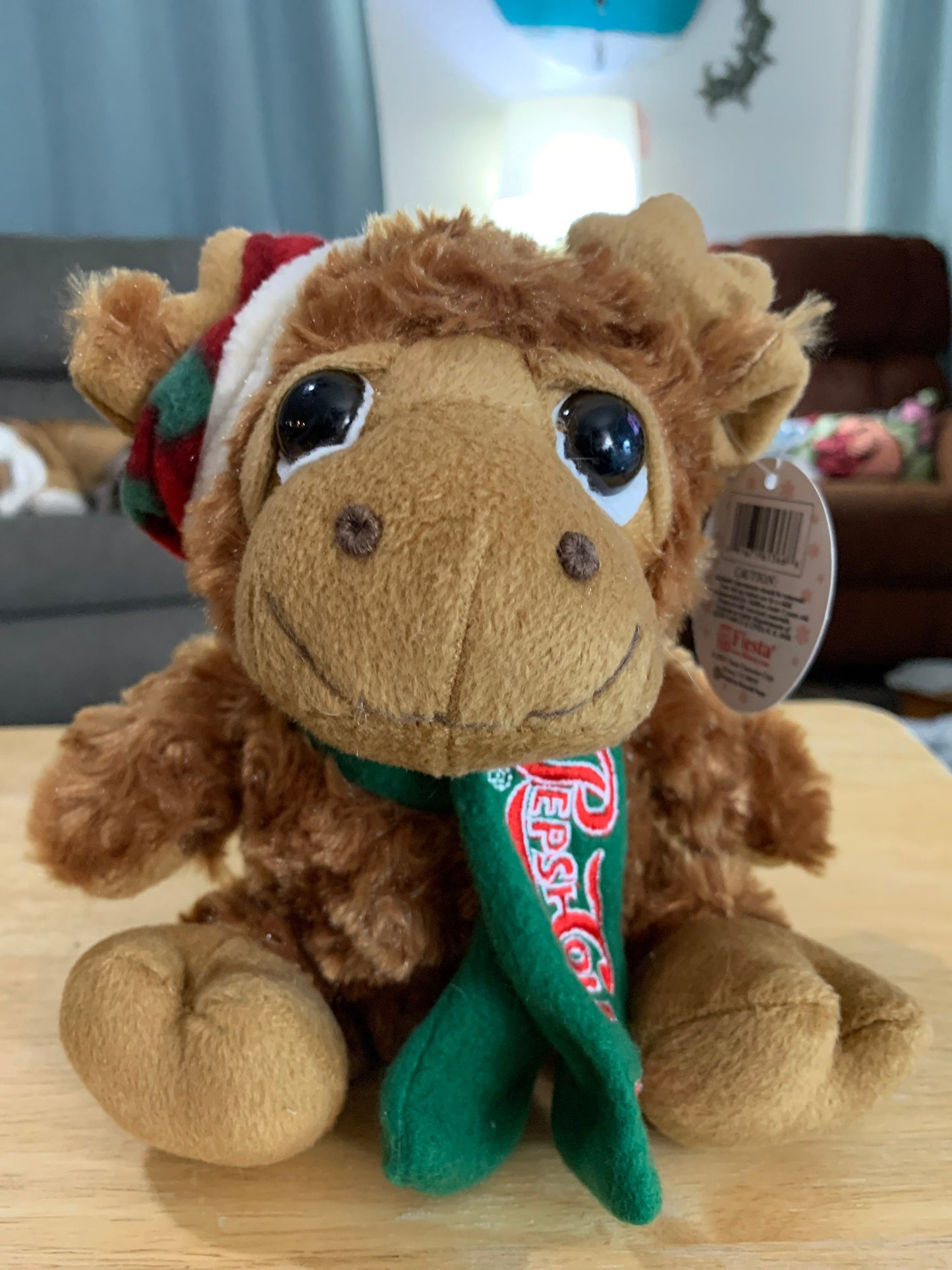 Fiesta Mr Moose Pepsi Promotional Stuffed Animal with hat and scarf. Christmas NWT