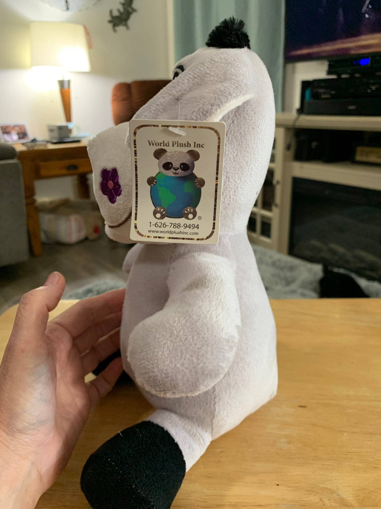 Patchwork Flower Donkey Plush, Gray and White, World Plush Inc