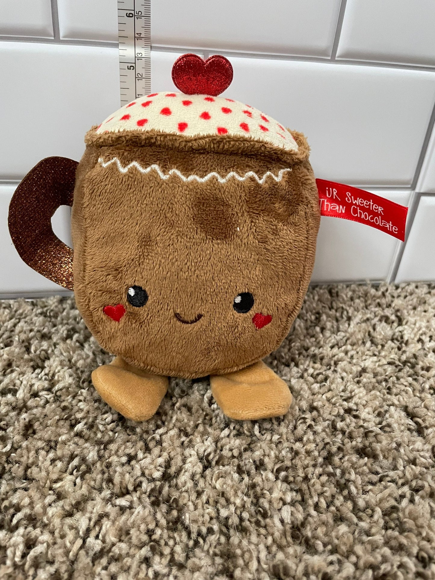Dan Dee Cup of Hot Chocolate Plush With Red Heart