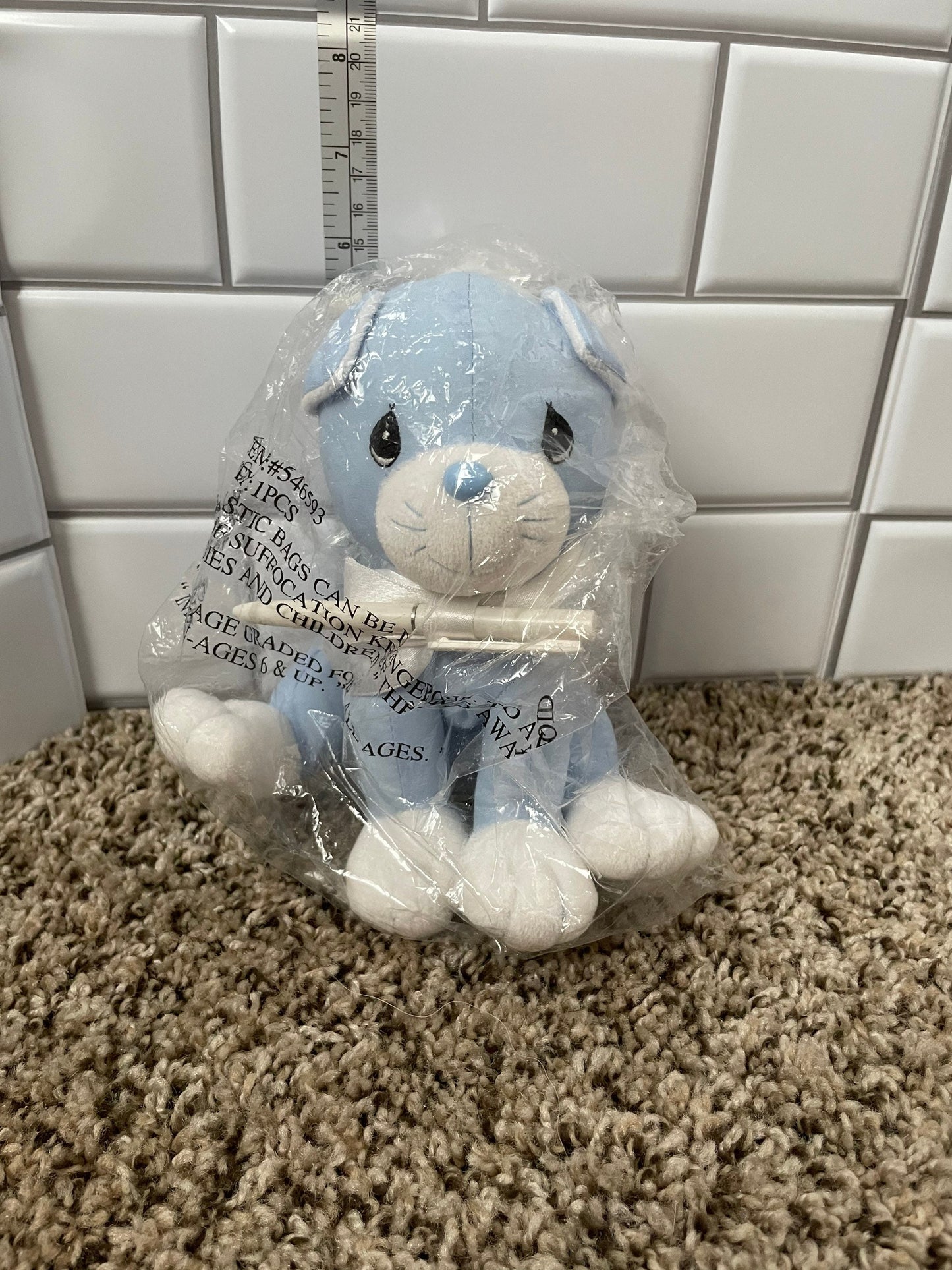 Precious Moments Tender Tails Blue Kitty Cat Plush 1998 New