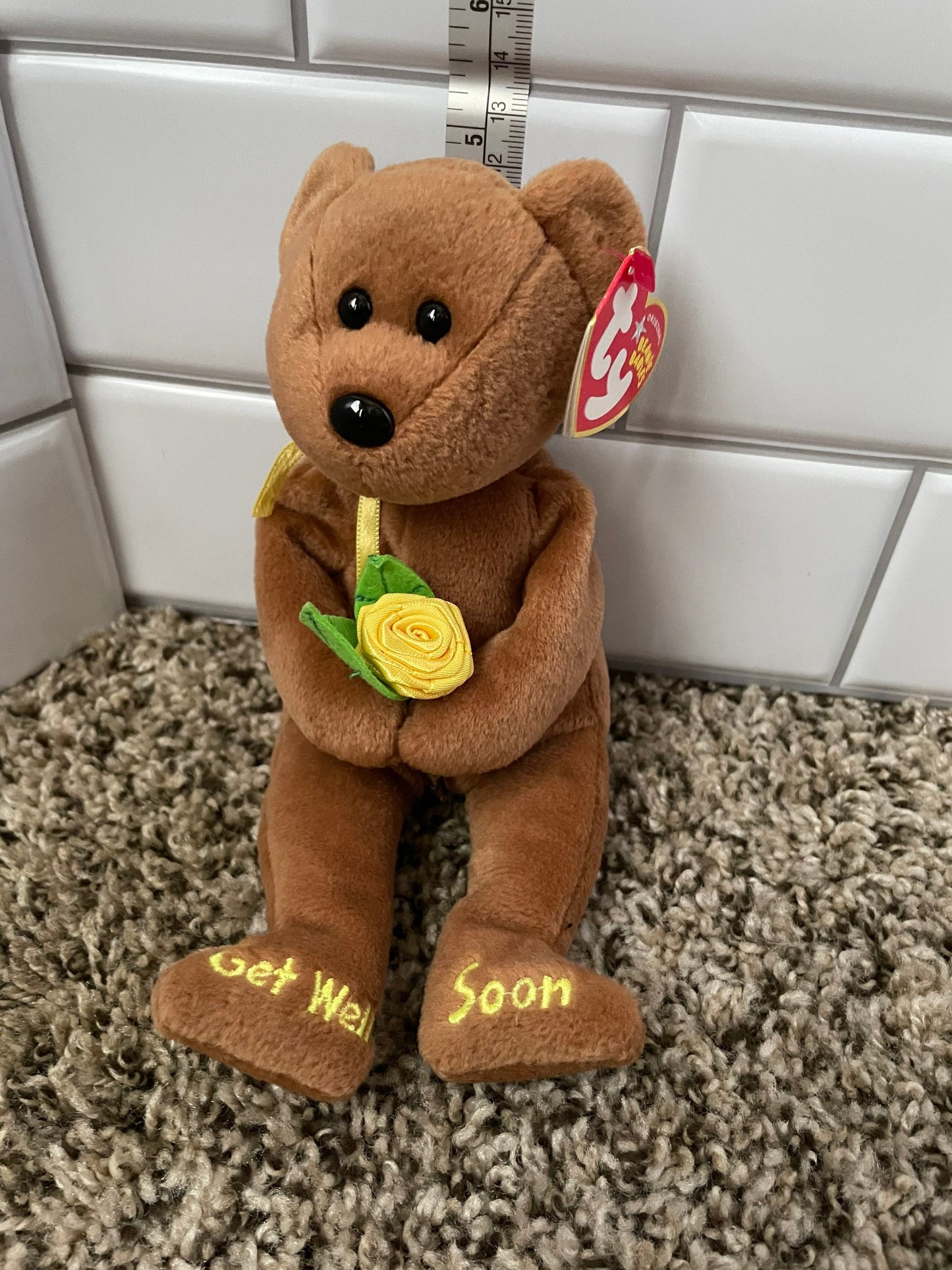 TY Brown Get Well Soon Bandage Beanie Baby Teddy Bear Plush