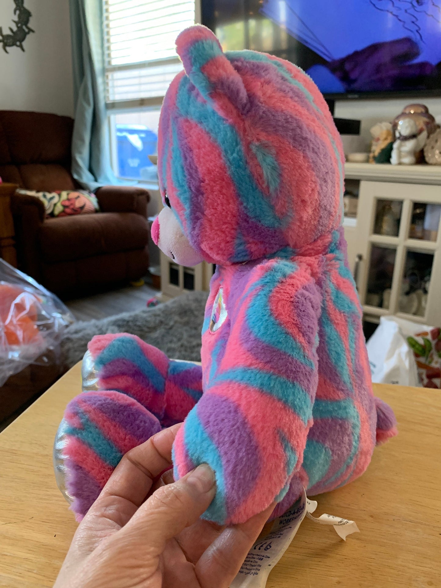 Build A bear Pink, Blue and Purple Sweet Swirl Ice Cream Teddy Bear Plush