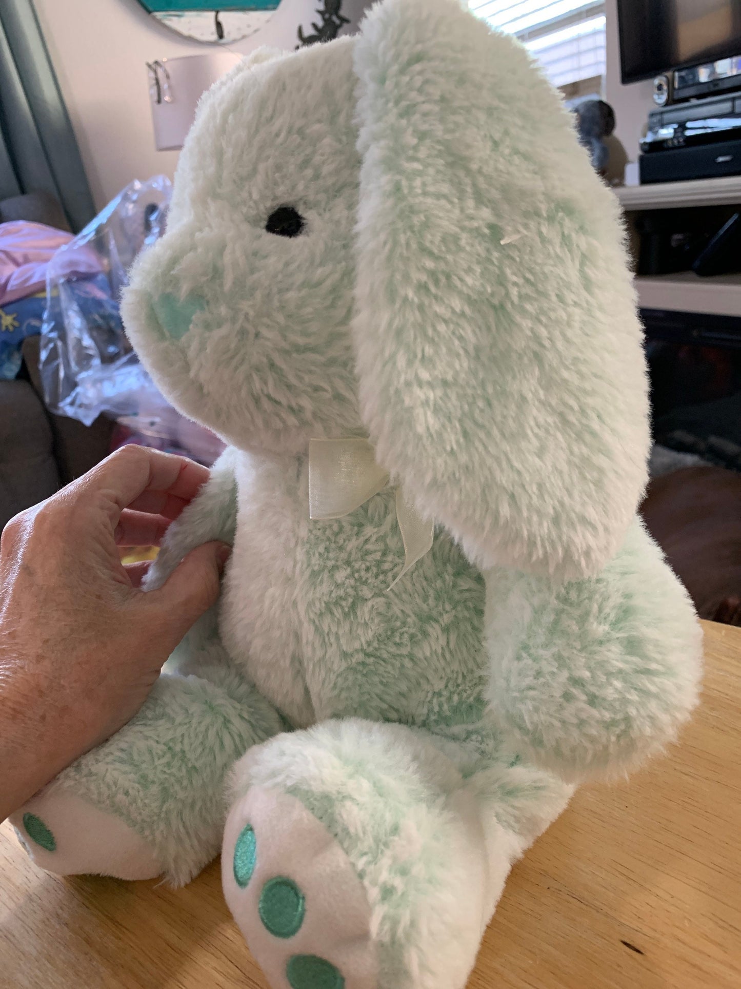 Soft mint Green vintage Easter bunny rabbit