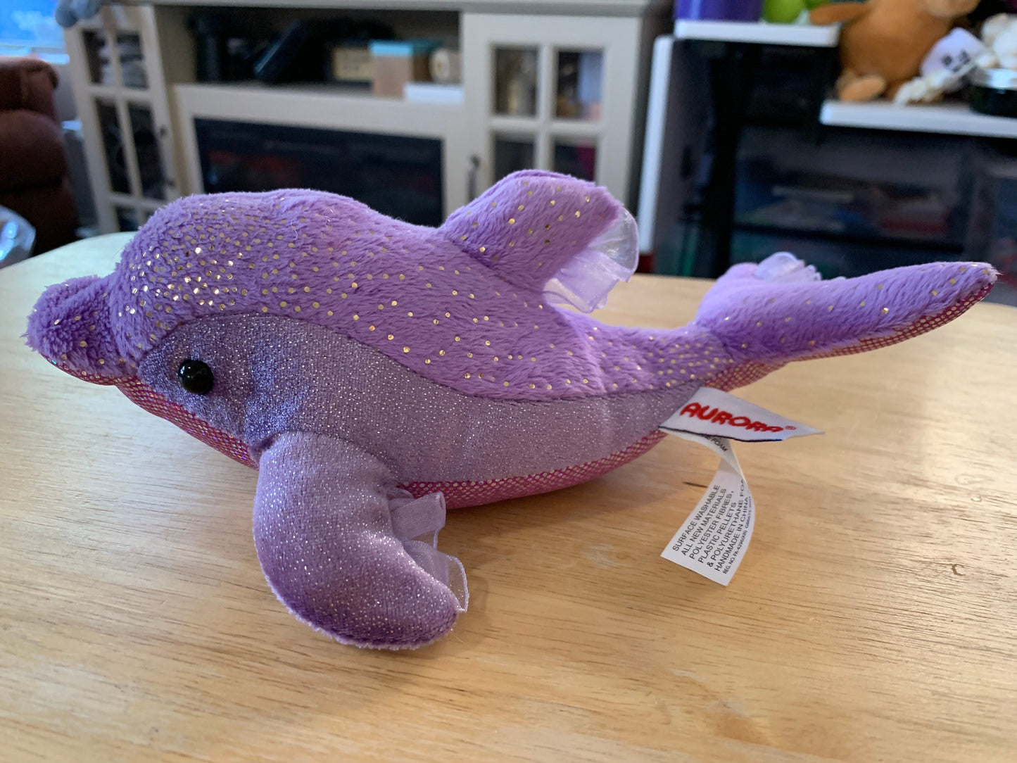 Aurora Purple sparkly Dollyphin Stuffed Animal plush with lacy fins and tail