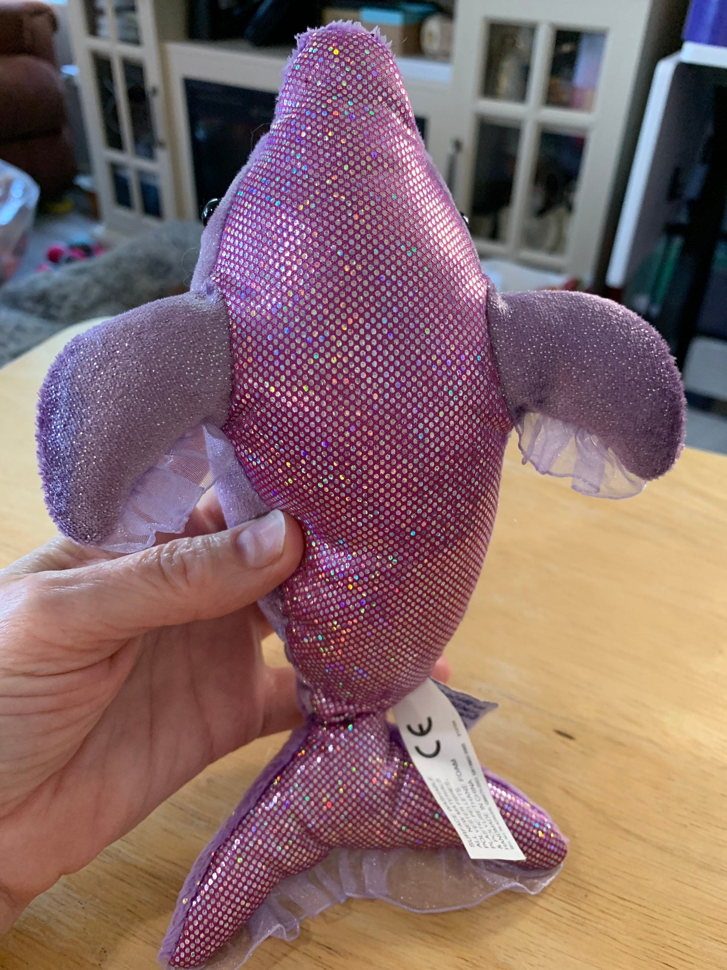 Aurora Purple sparkly Dollyphin Stuffed Animal plush with lacy fins and tail