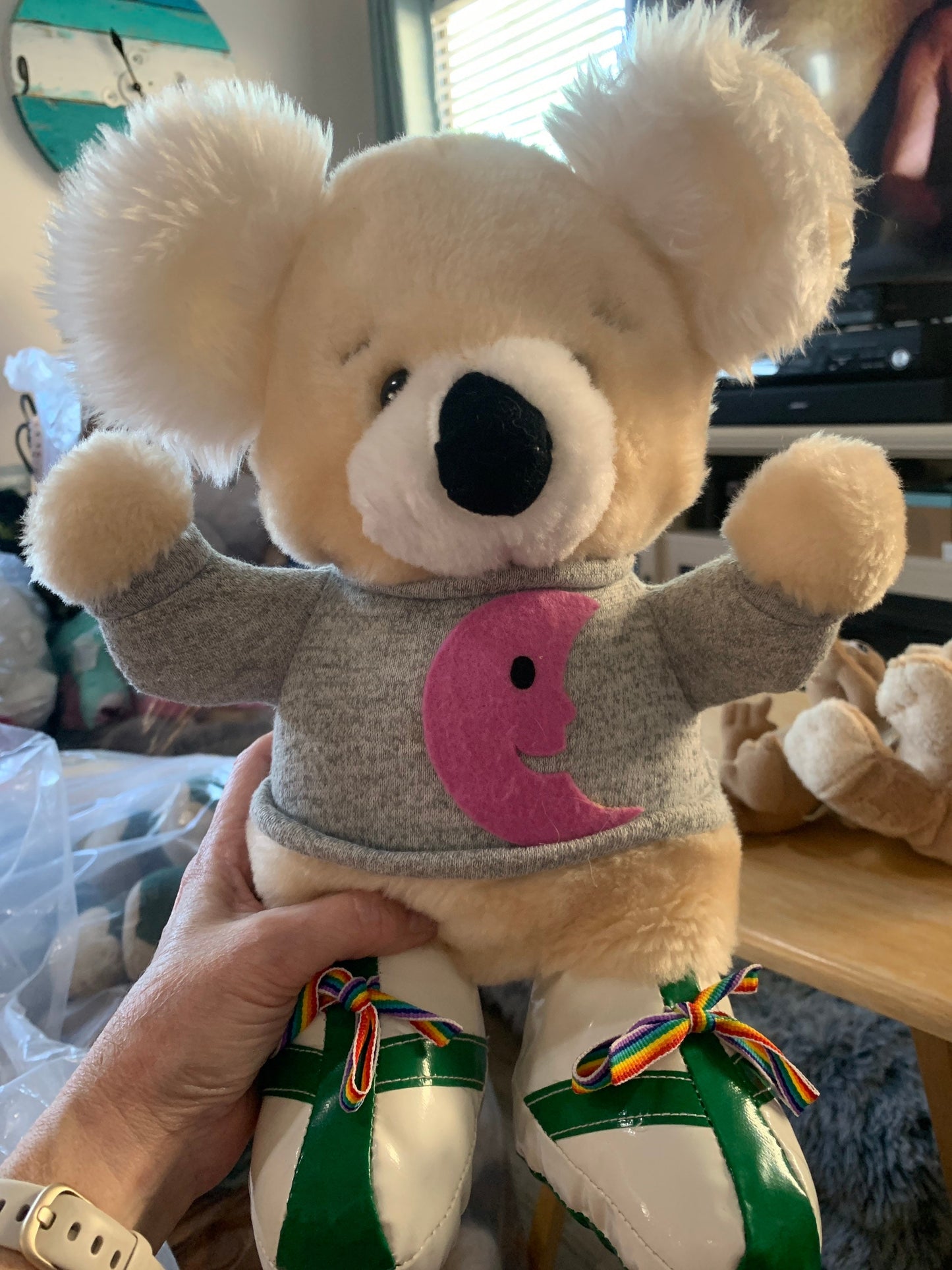 MTY International Koala Teddy Bear Wearing Vinyl Tennis Shows. EUC