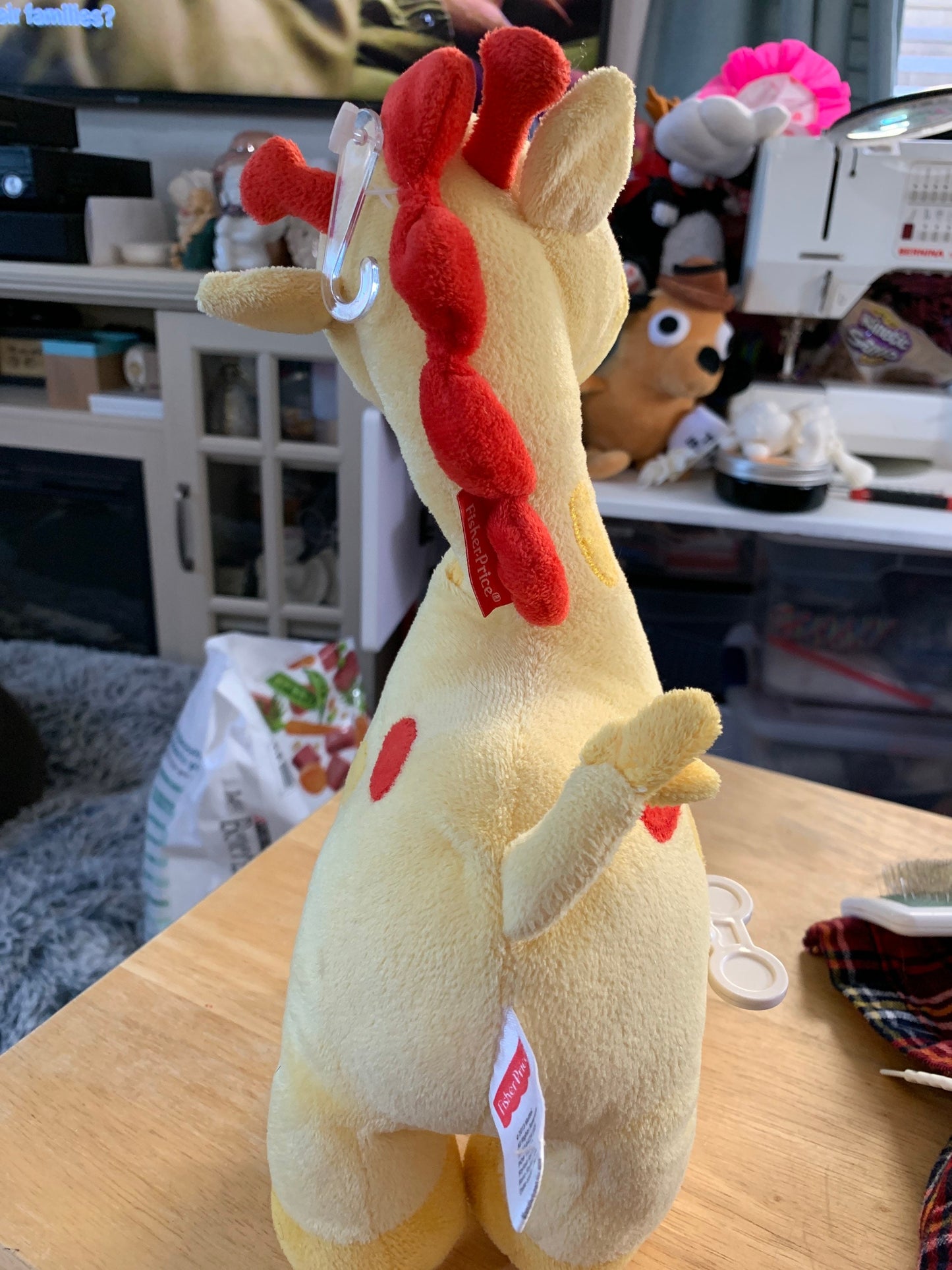 Fisher Price Plush Giraffe, Yellow & Red (Music Box Stripped)