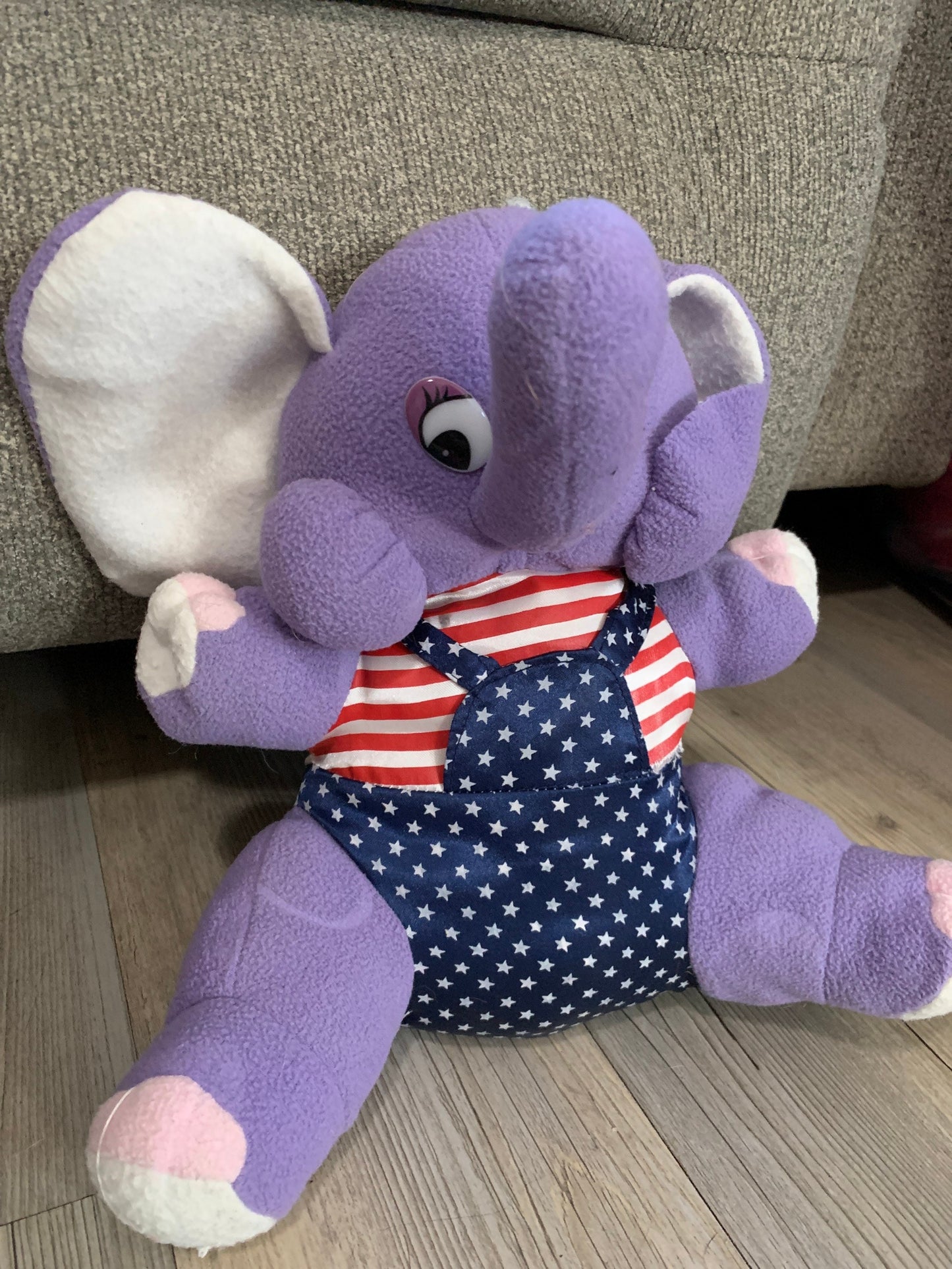 Vintage King Plush Purple Patriotic Elephant Stuffed Animal