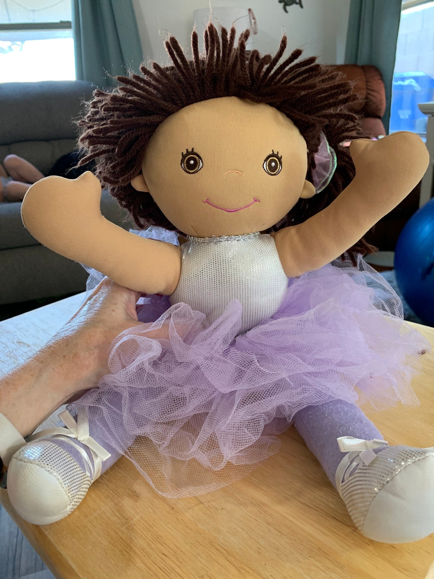Debbie Dancer Doll 2002. Purple tutu. Brown hair.