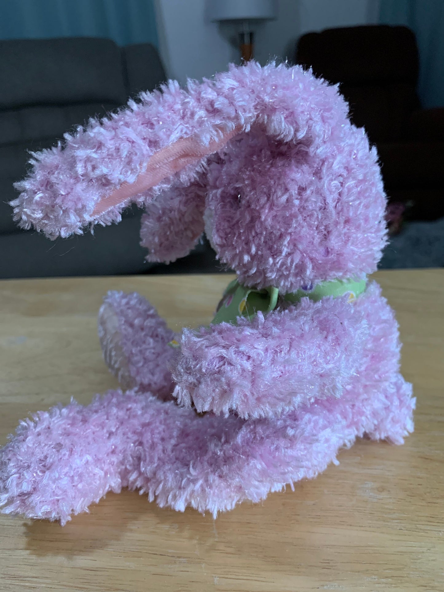 Russ Berrie Dazzles Bunny Plush, Pink Velvet Ears, Polka Dot Ribbon