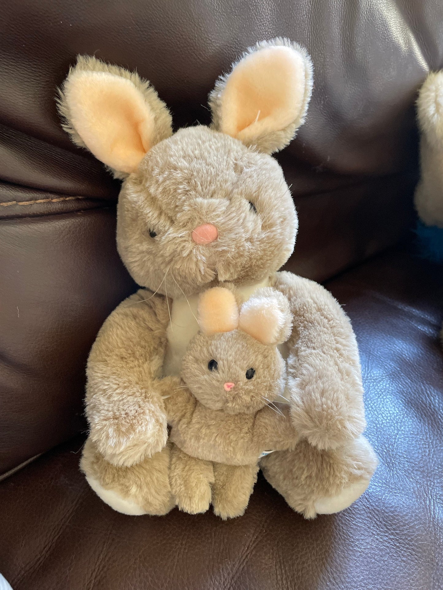 Dakin Beige And Cream Mommy And Baby Bunny Rabbit Plush Set 1984