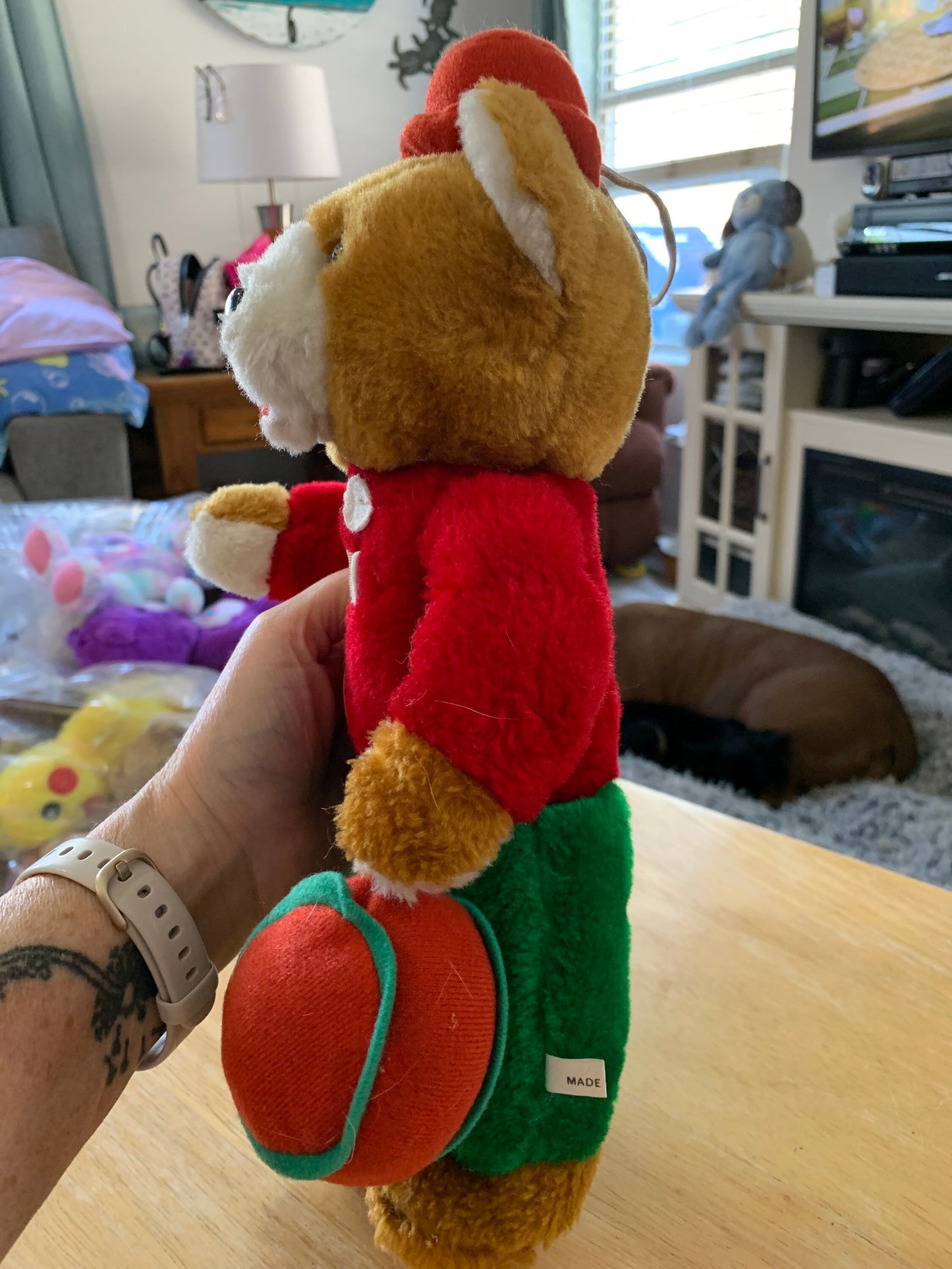 Christmas Holiday Drummer Teddy Bear Stuffed Animal Plush Toy Vintage For Kids
