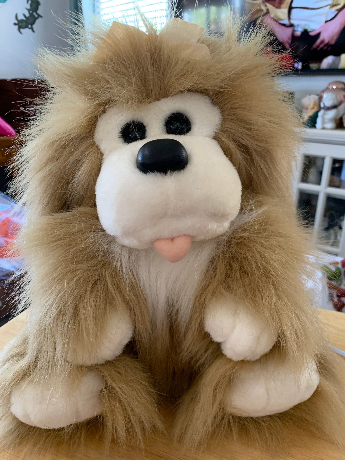 American Wego Brown & White Plush Puppy Dog with Pink Bow