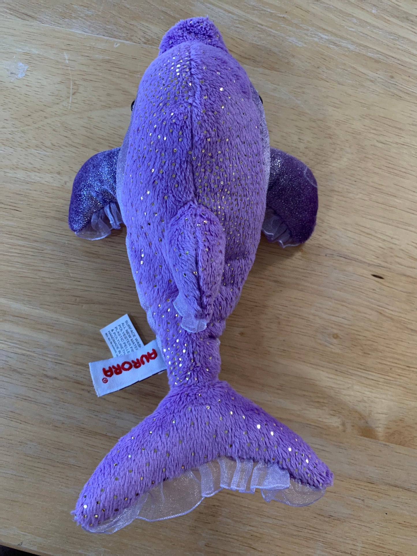 Aurora Purple sparkly Dollyphin Stuffed Animal plush with lacy fins and tail