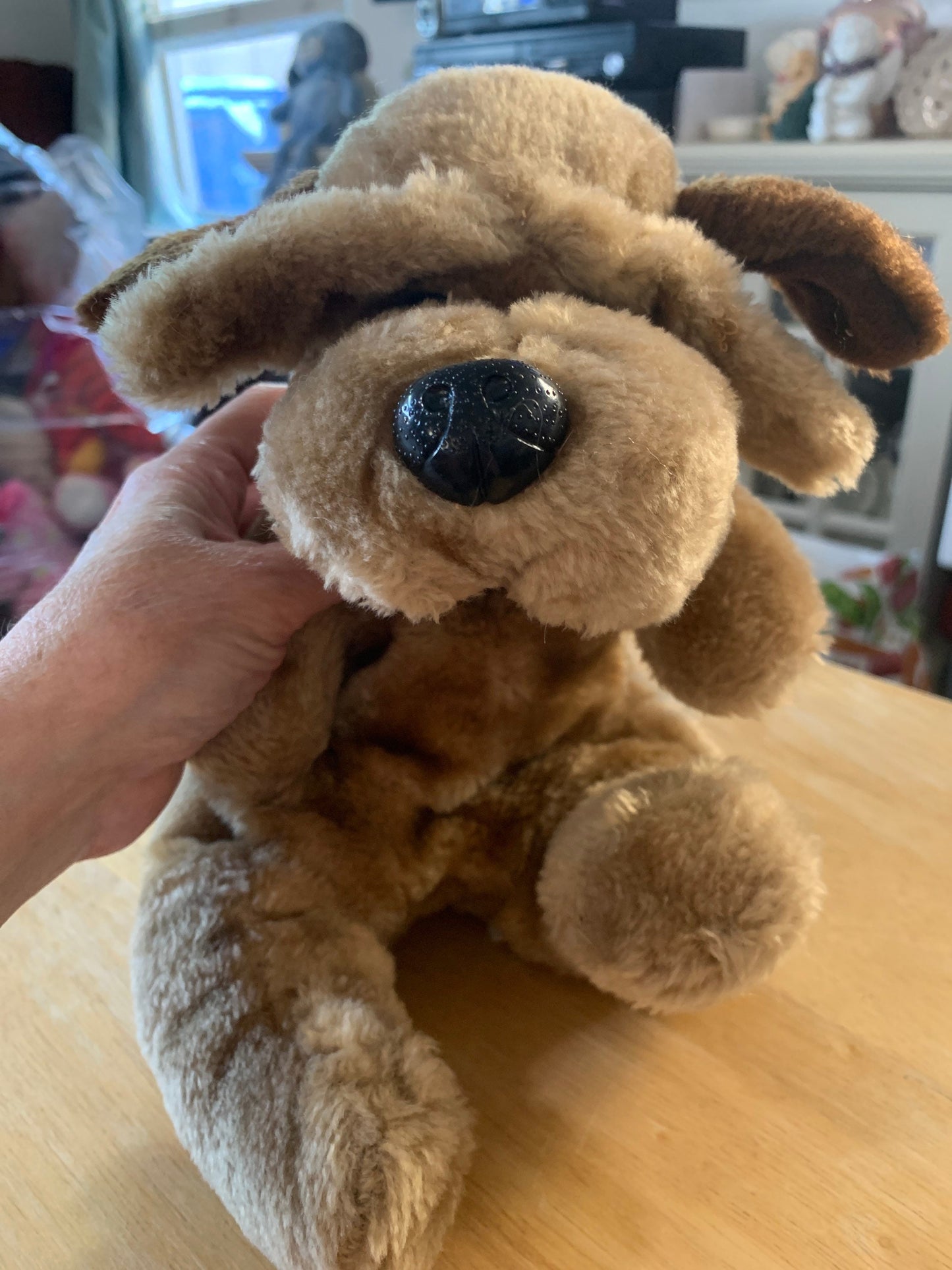 Vintage Dog Puppy 1986 Raffoler Brown Stuffed Animal plush Droopy Eyes Dog. Fully restored!!