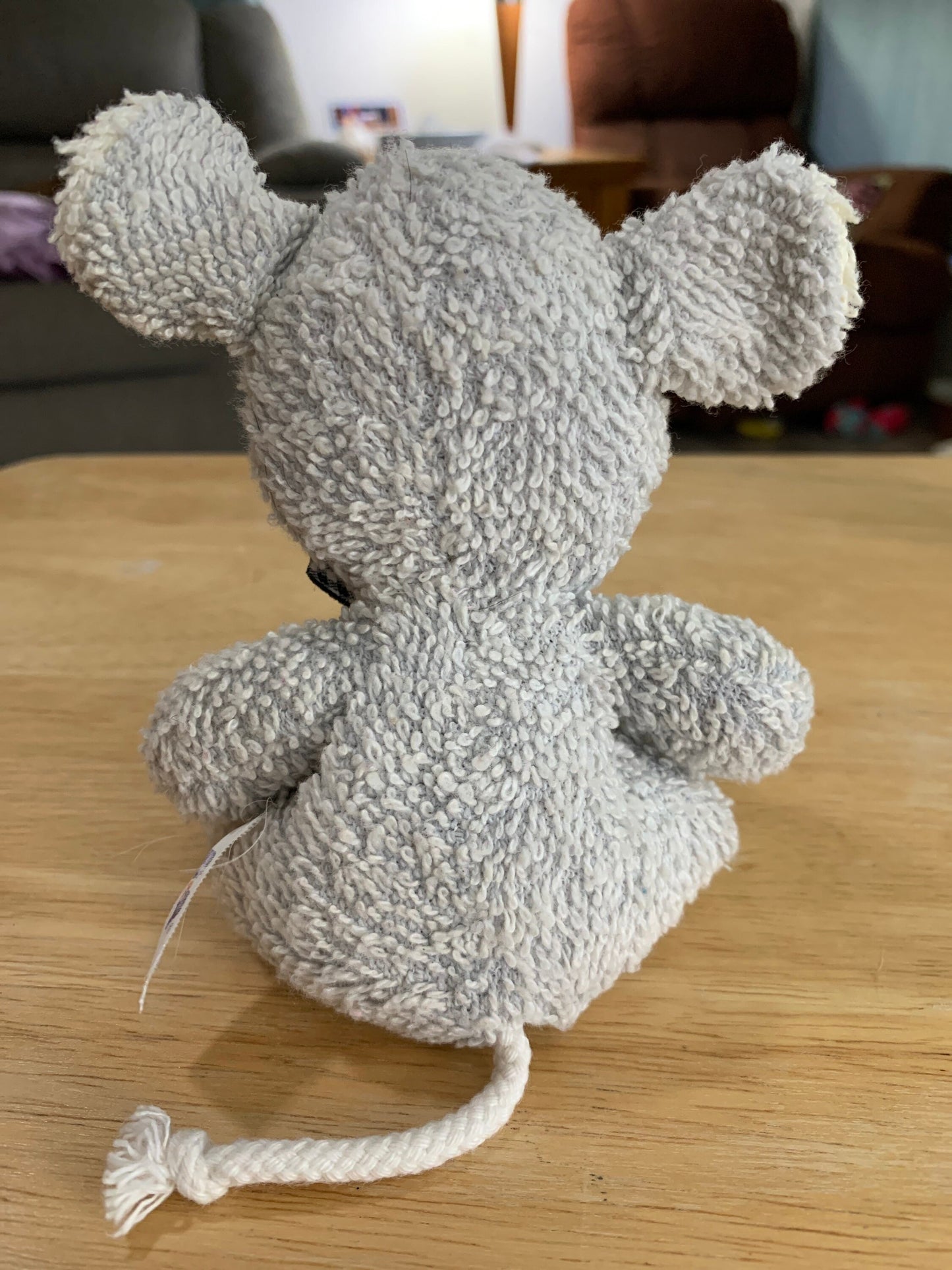 Terry Cloth Bean Bag Mouse Plush with Gingham Bow