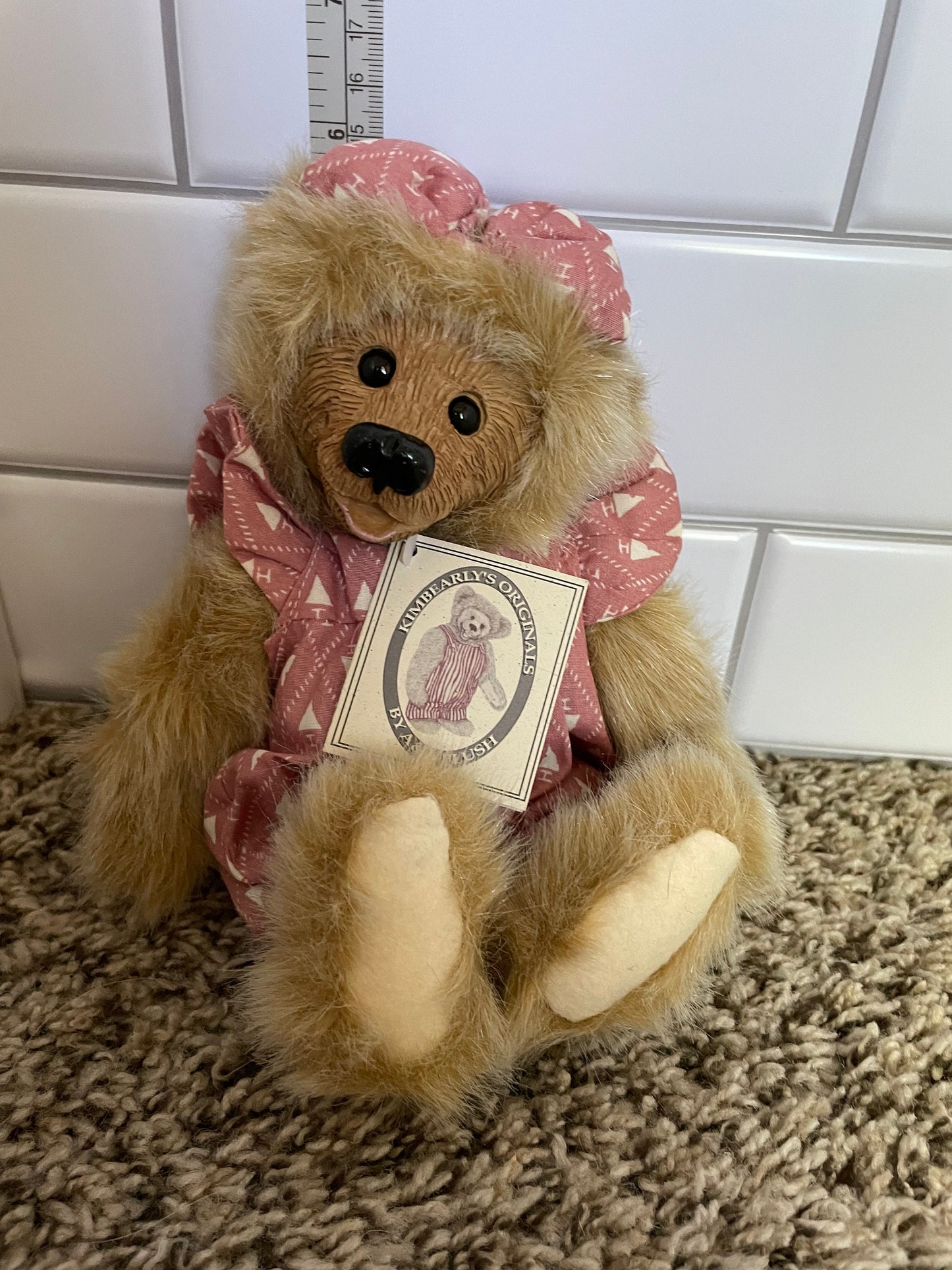 Kimbearly’s Originals Plush Brown Ally Teddy Bear Plush Hard Face NWT