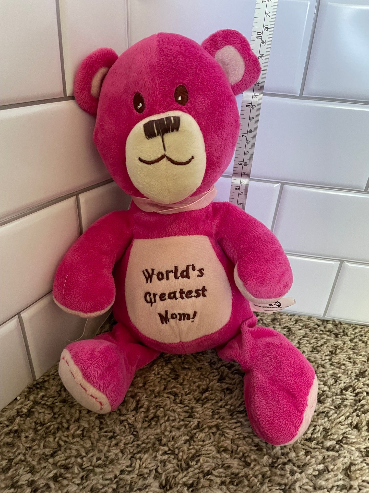 NEN Hot Pink Worlds Greatest Mom Teddy Bear Plush