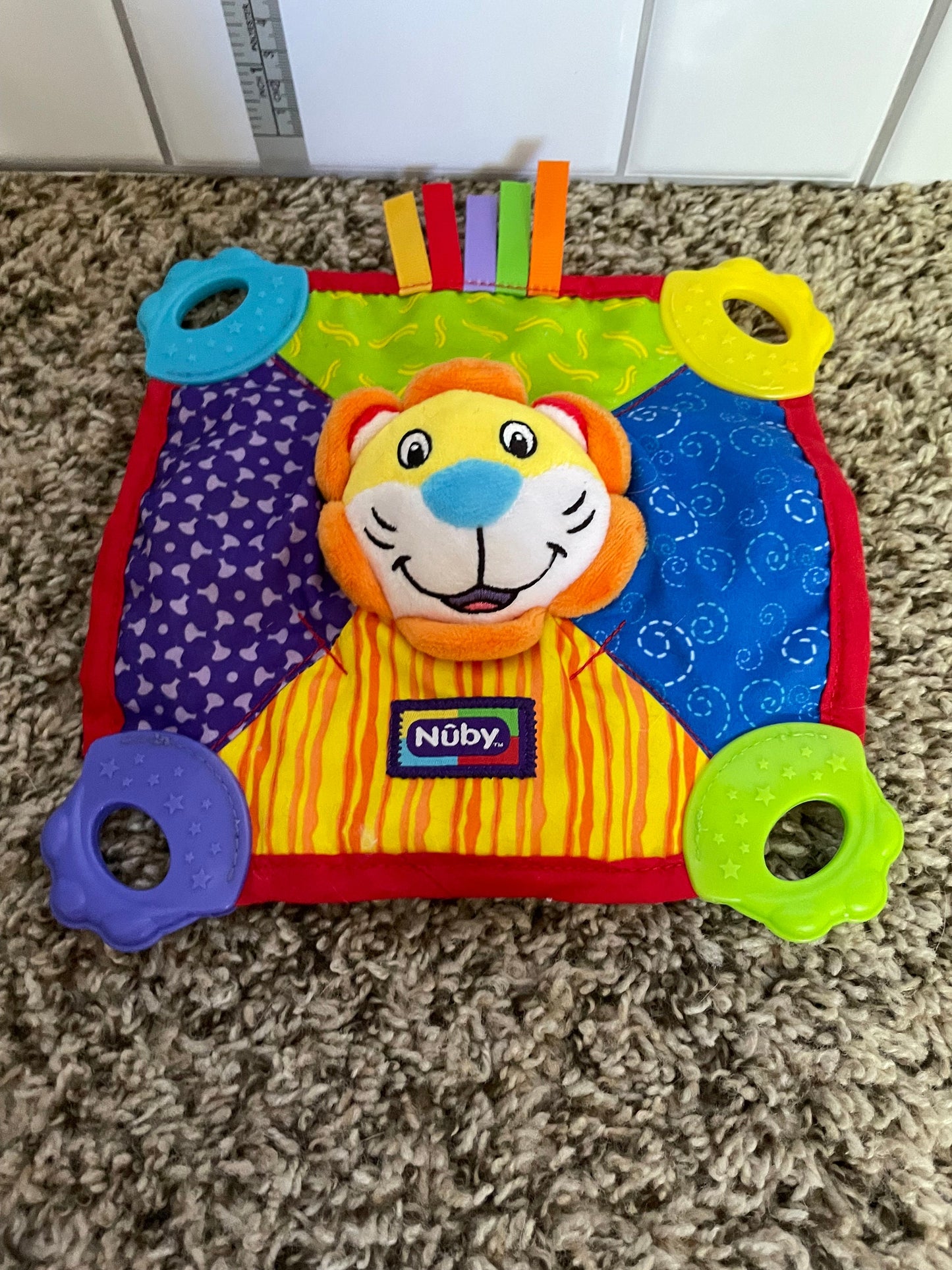 Nuby Lion Security Blanket Lovey Crinkle Baby Toy Plush
