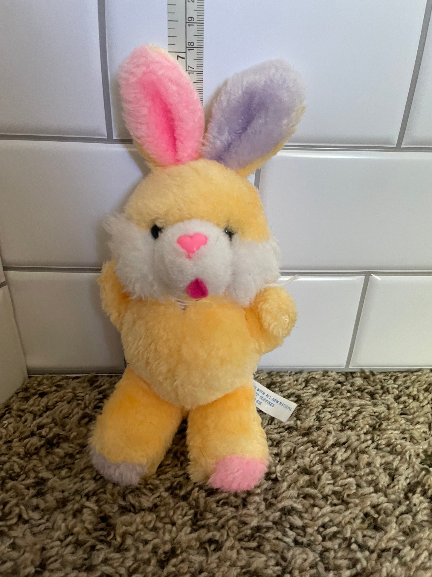 MTY Yellow White And Pastel Bunny Rabbit Plush. Rare And HTF