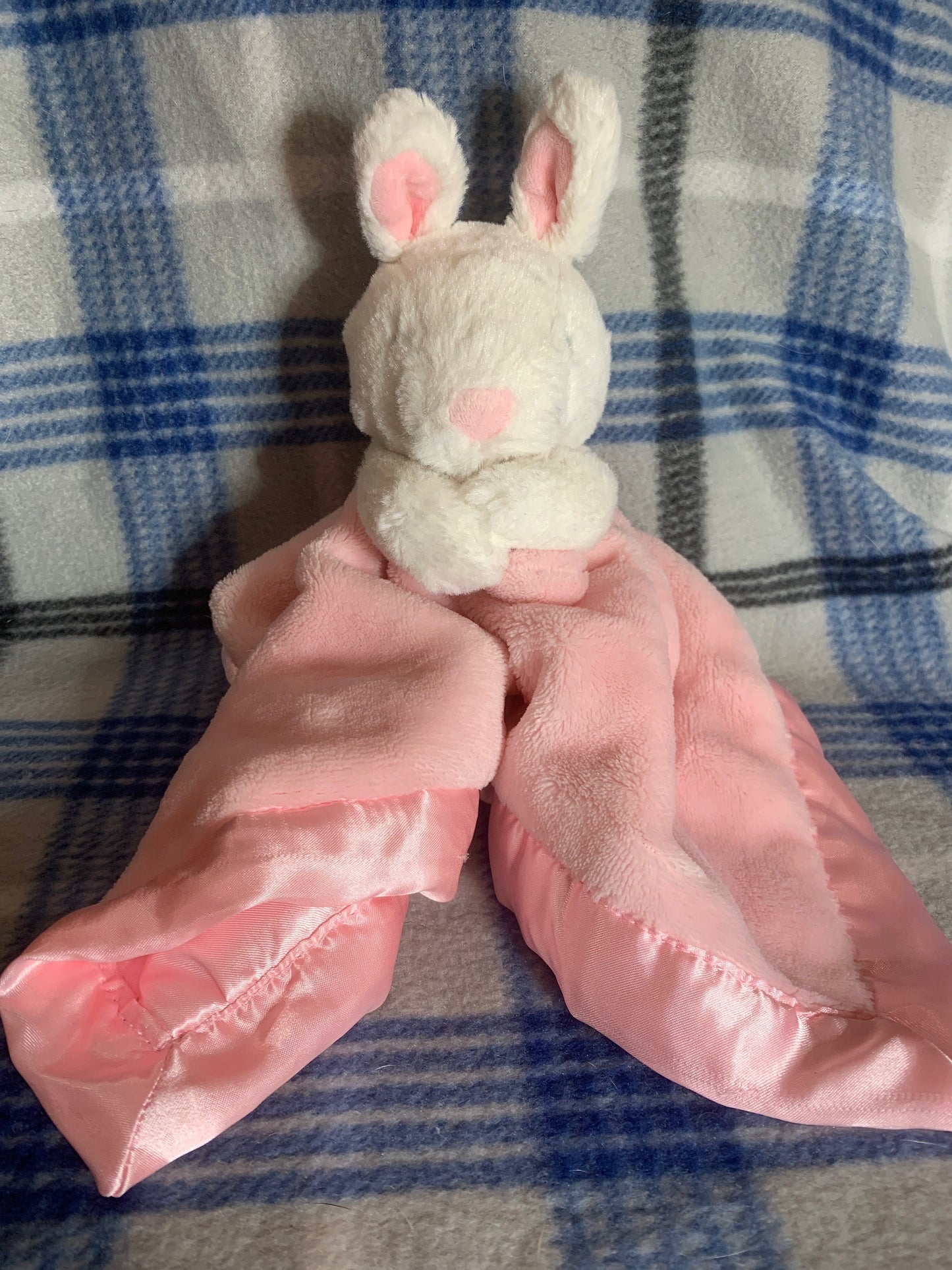 Carters Pink Satin White Bunny Lovey Baby Security Blanket